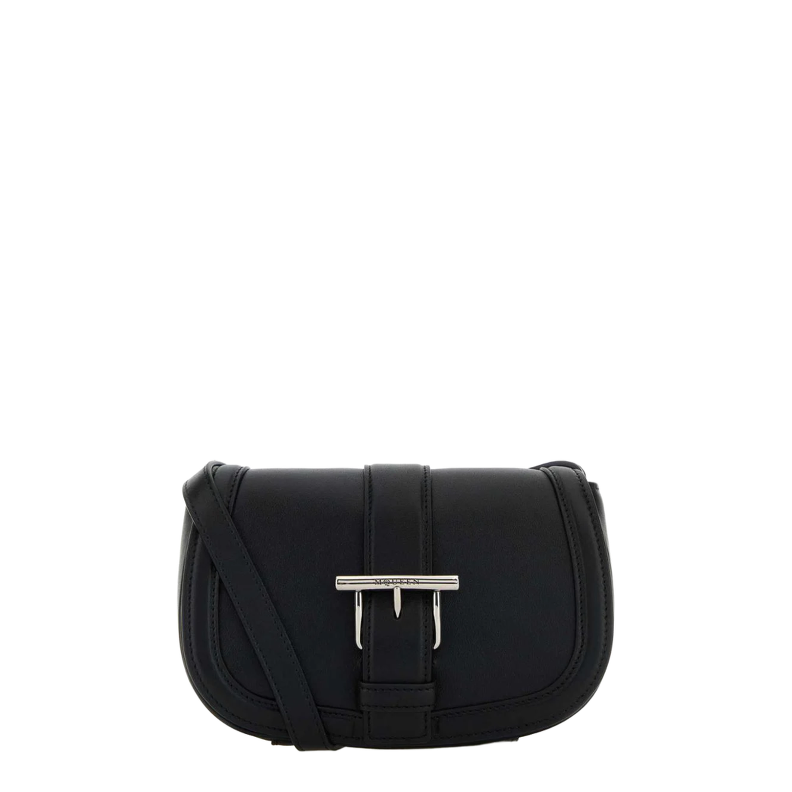 Black Leather Mini Satchel Crossbody Bag - Image 1