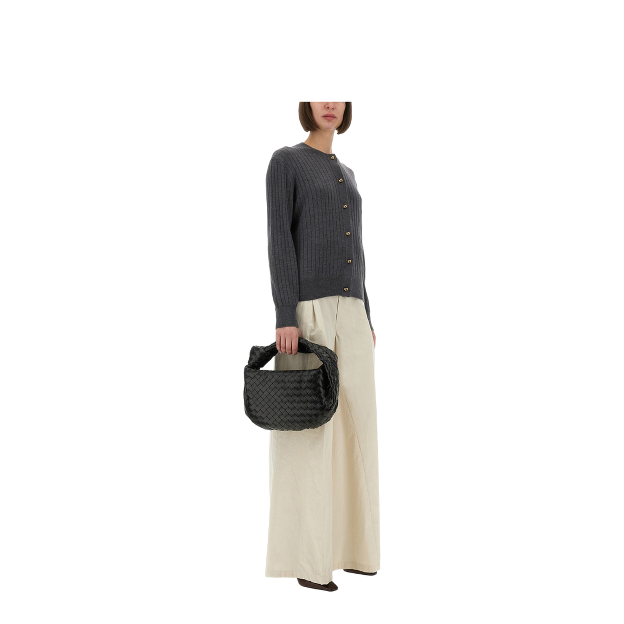 Wool Rib Cardigan in Anthracite - Image 2