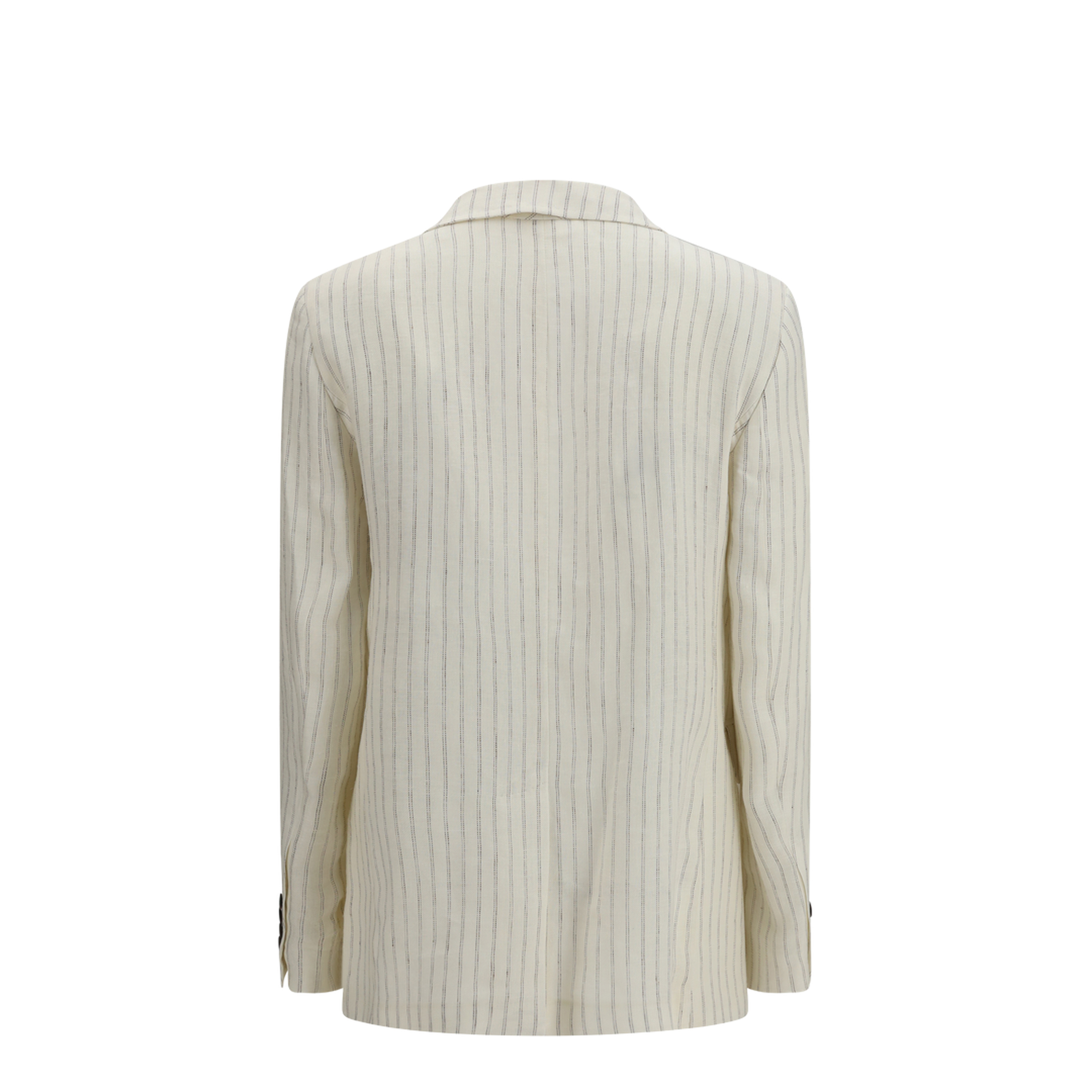 Single-Breasted Pinstriped Linen Blazer - Image 2
