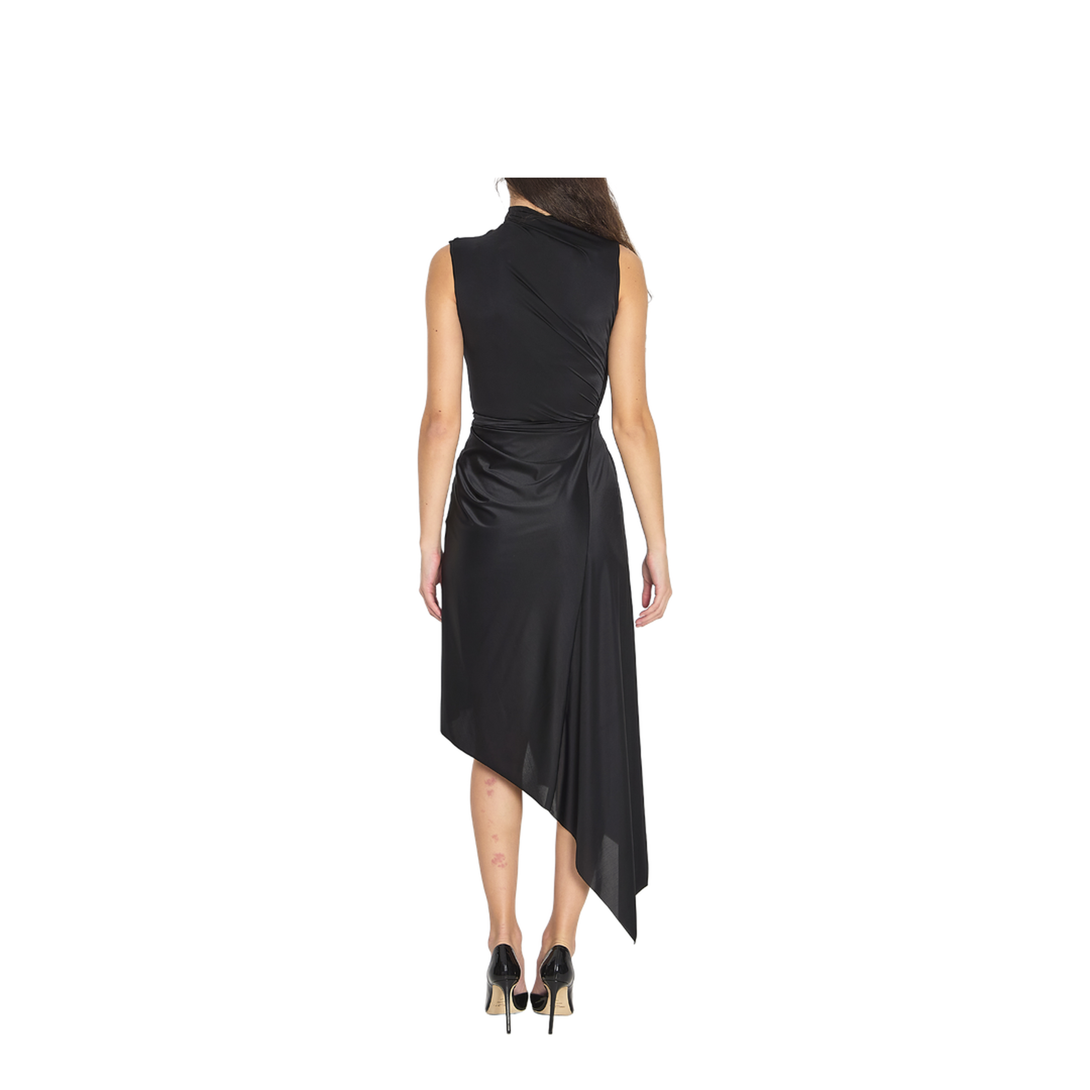 Long Asymmetric Dress In Stretch Fabric - Image 4