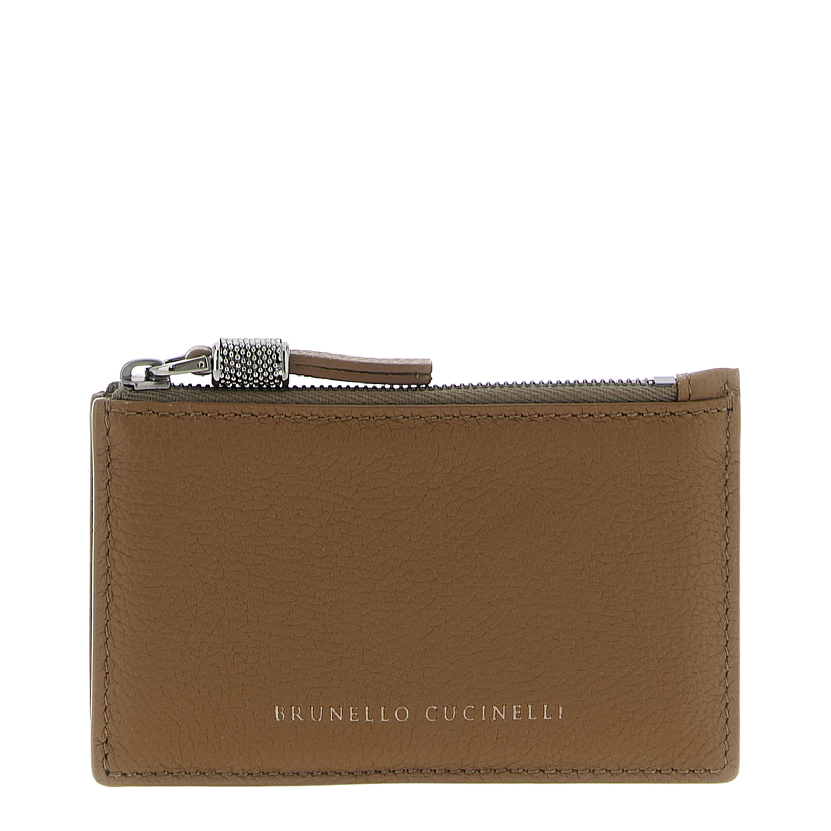 Shiny Zipper Pull Card Holder Brown - Image 1