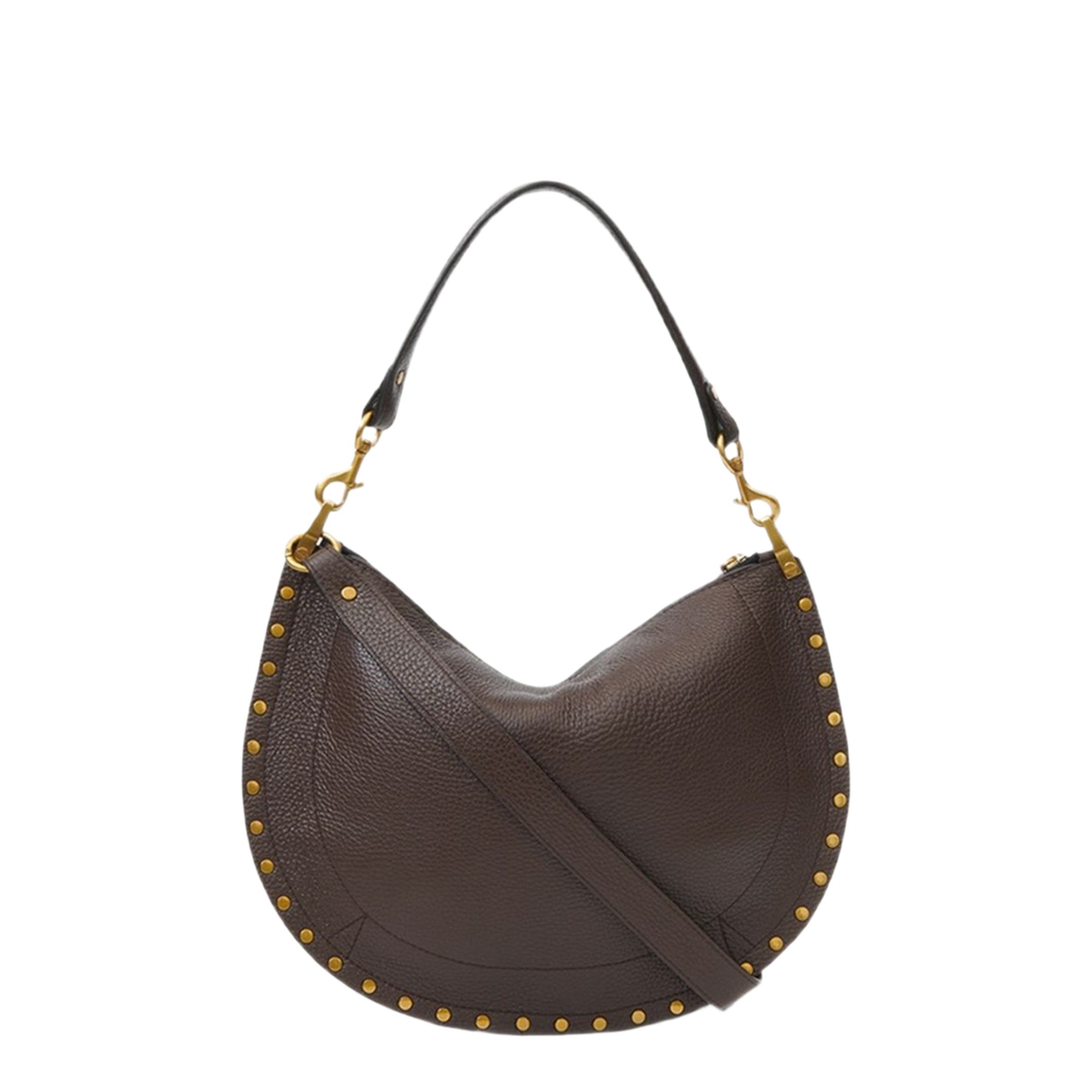 Grained Leather Crossbody Bag - Coffee - Image 5