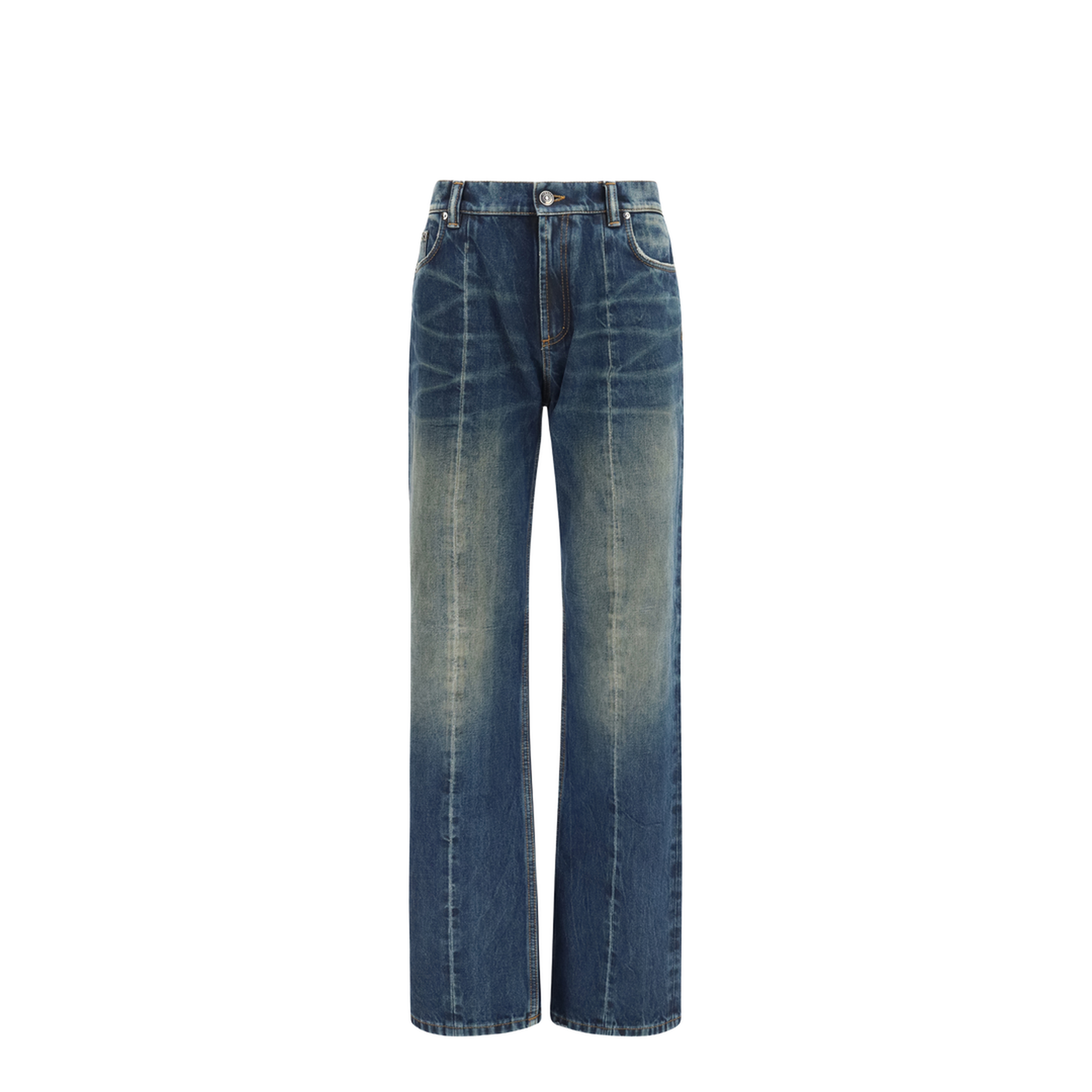 Distressed Straight-Leg Cotton Denim Jeans - Image 1