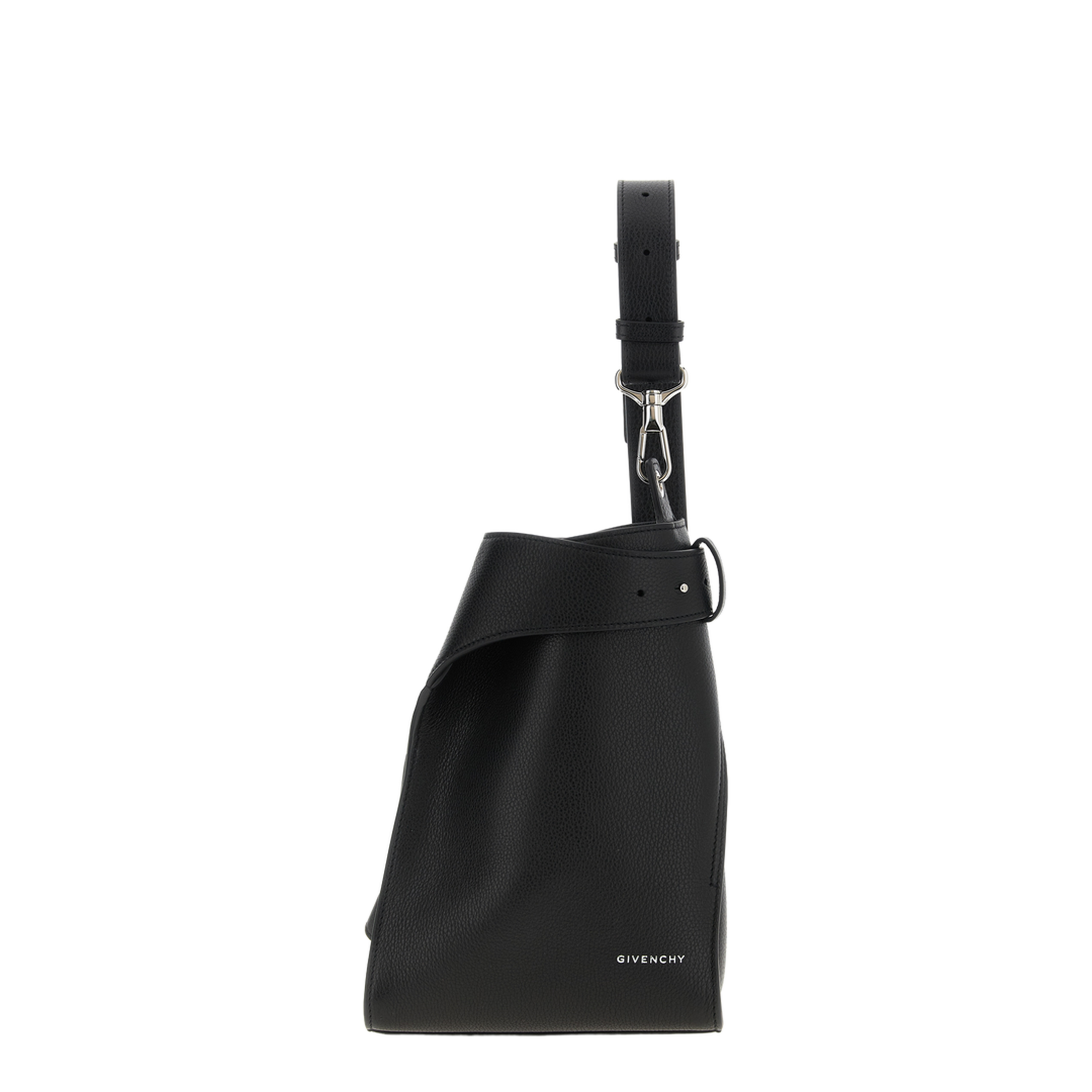Small Belted Hobo Bag in Grained Leather - Image 1