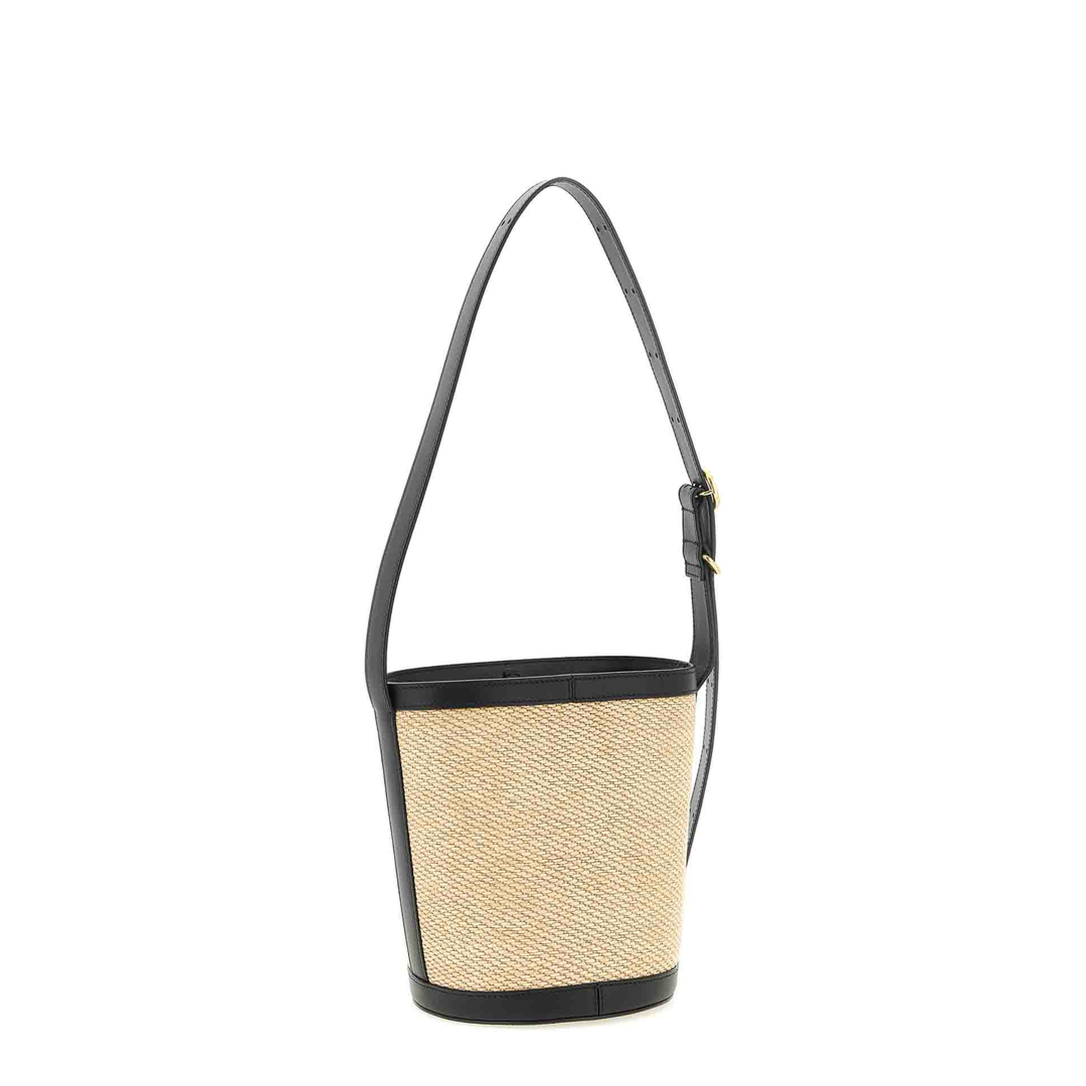 Medium Nylon-Cotton-Linen Blend Bucket Bag - Natural - Image 5