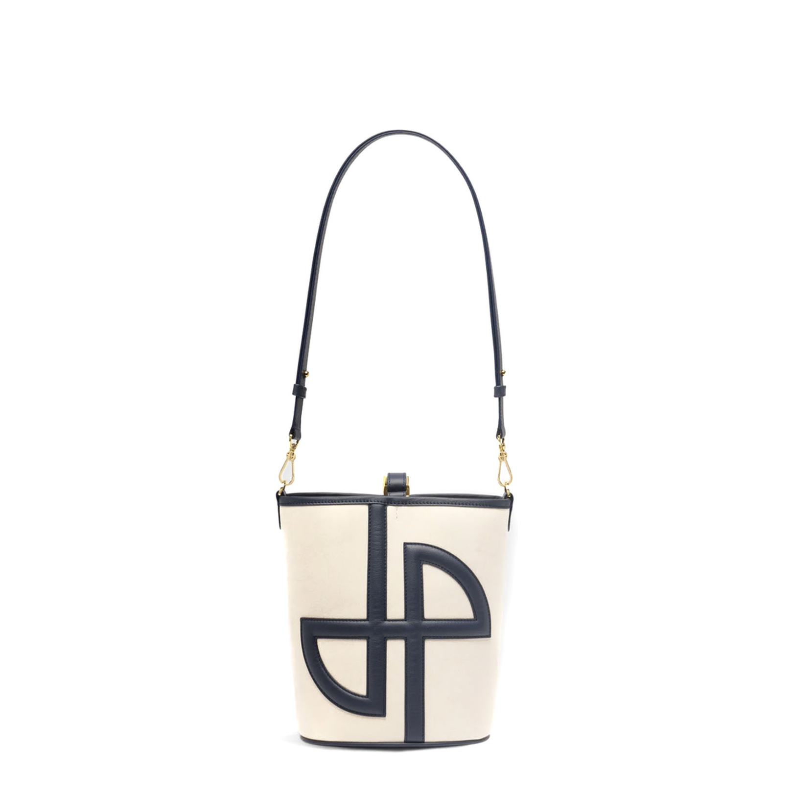 JP Small Leather Canvas Bucket Bag - Navy Black - Image 1