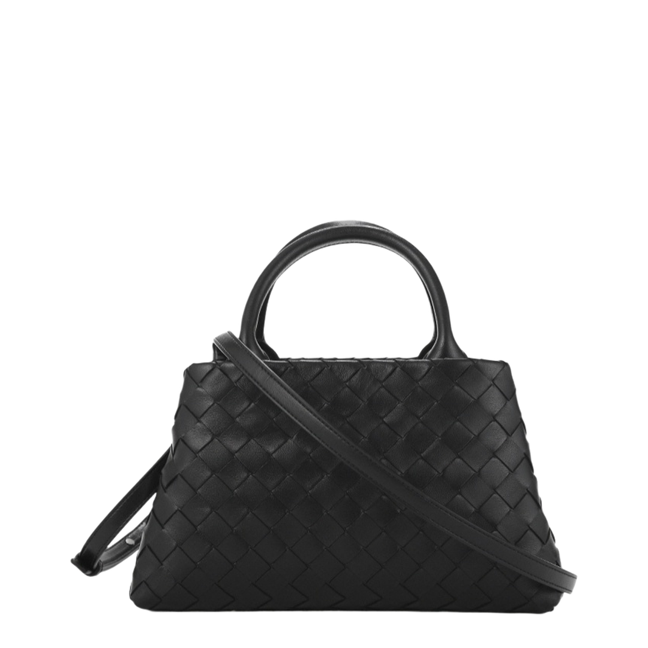 New Roma Small Intrecciato Calfskin Top Handle Bag - Nero - Image 1
