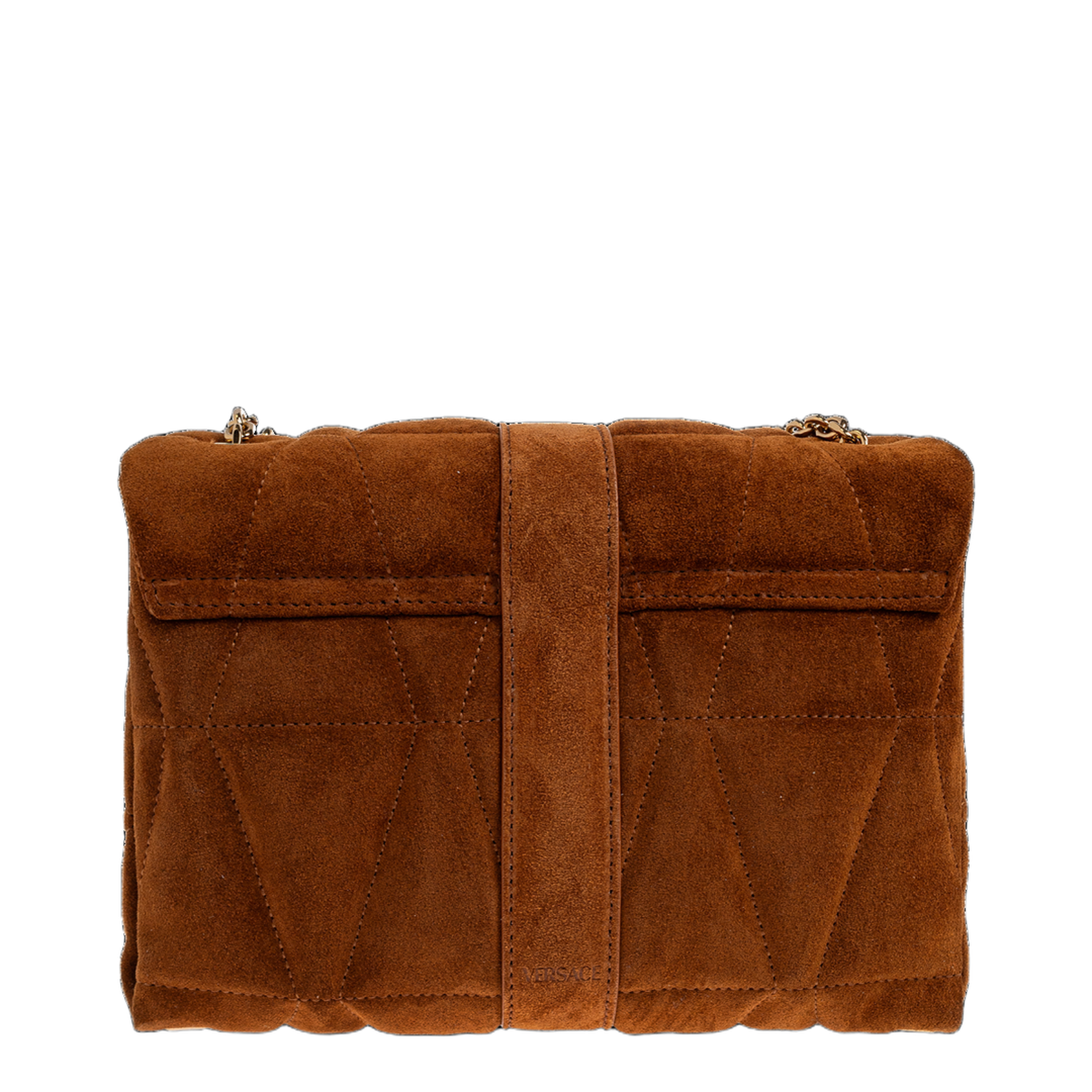 Quilted Chain Suede Shoulder Bag - Brown - Image 3