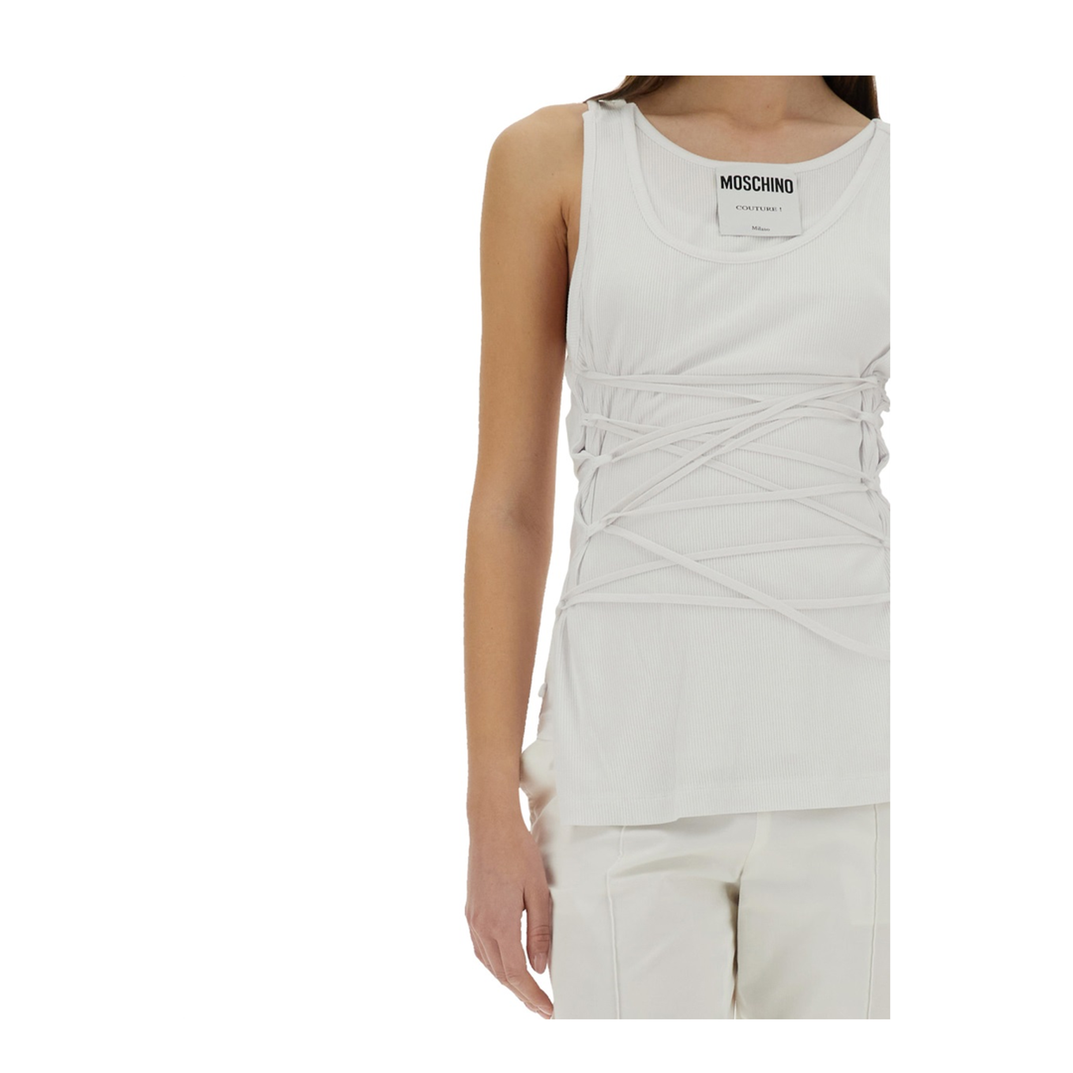 White Logo-Print Top - Image 4