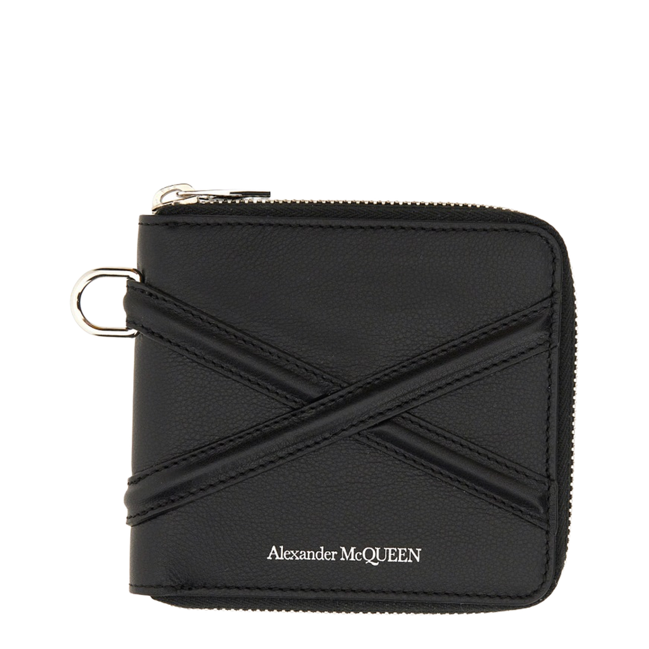 Alexander McQueen Harness Zip-Around Wallet With Removable Strap in Black Calf Leather - Image 3