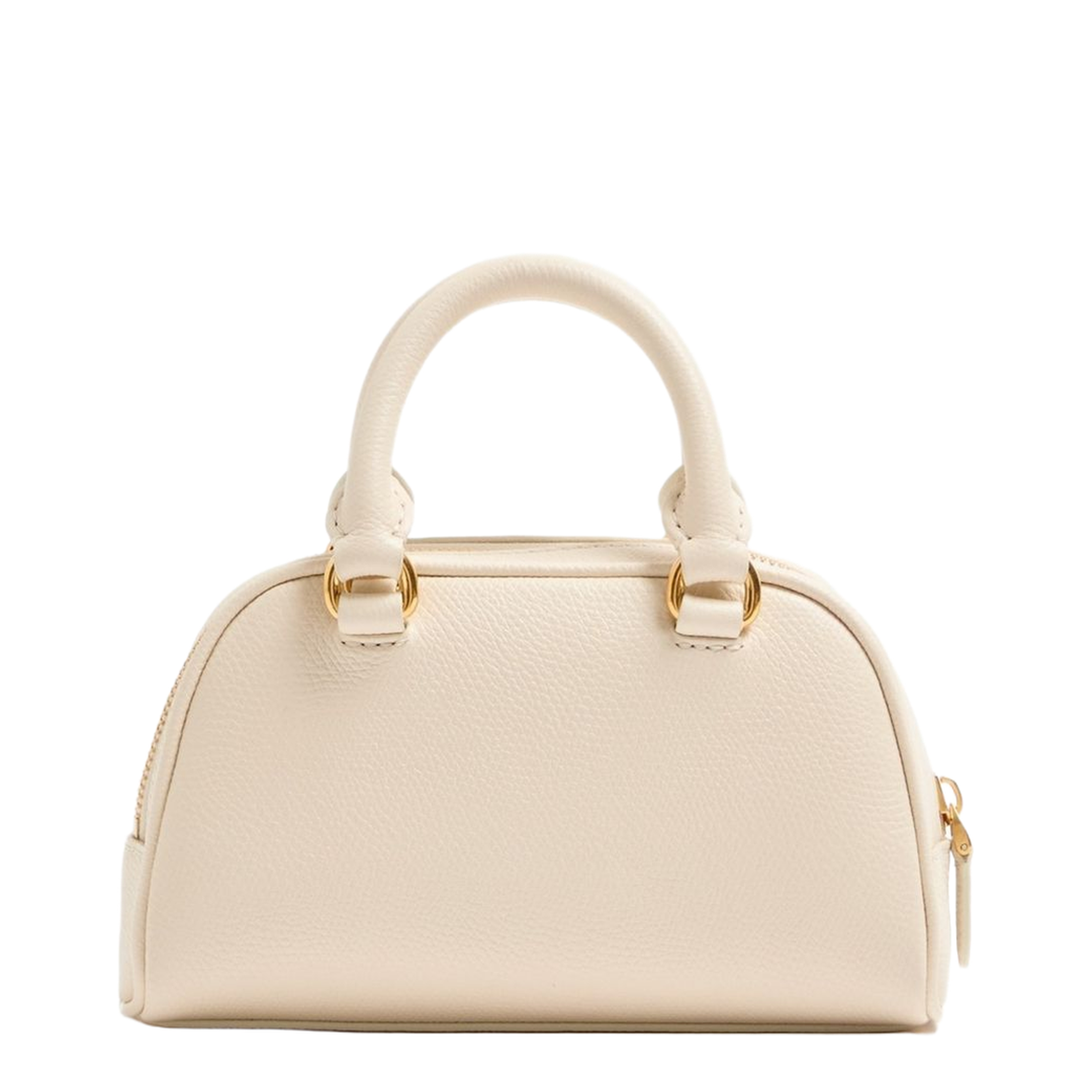 VLogo Signature Mini Grainy Calfskin Bowling Bag - Light Ivory - Image 3
