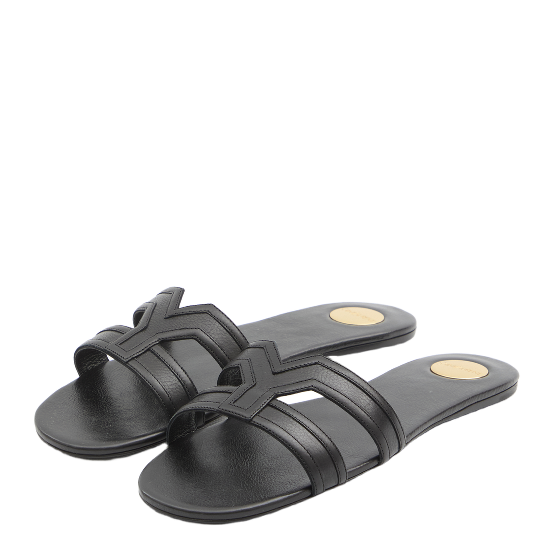MABROUKA Slides in Smooth Leather in Black - Image 2