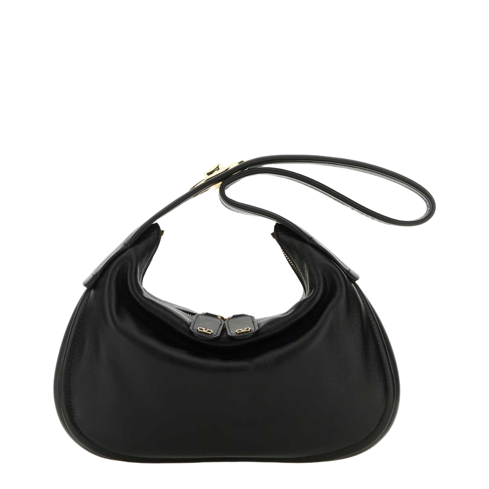 Black Nappa Leather Small Go-Hobo Shoulder Bag - Image 1