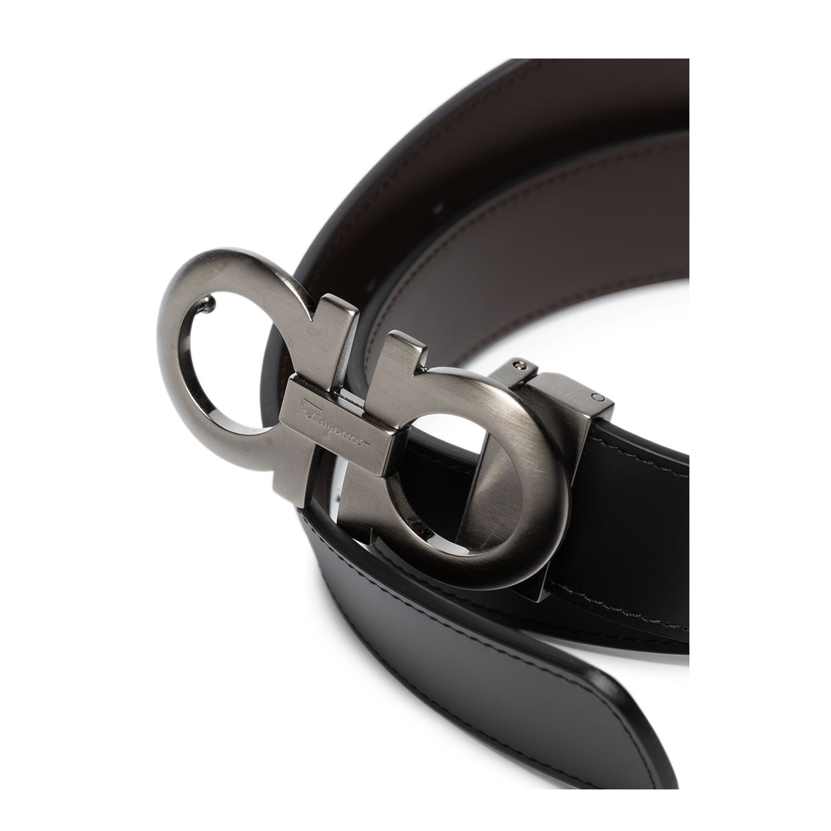 Gancini Reversible Leather Belt - Black - Image 3