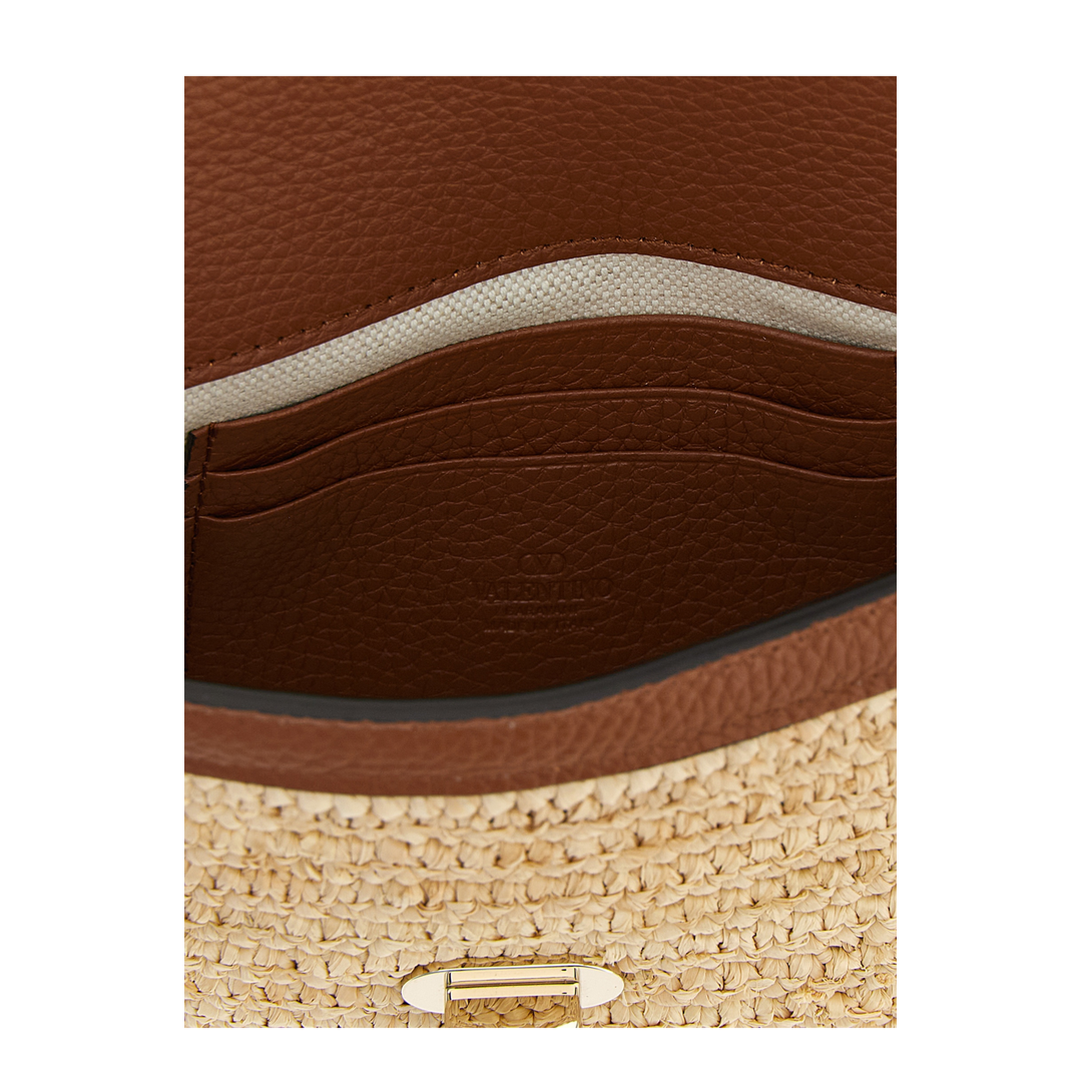Rockstud Mini Raffia Shoulder Bag - Natural/saddle Brown - Image 4