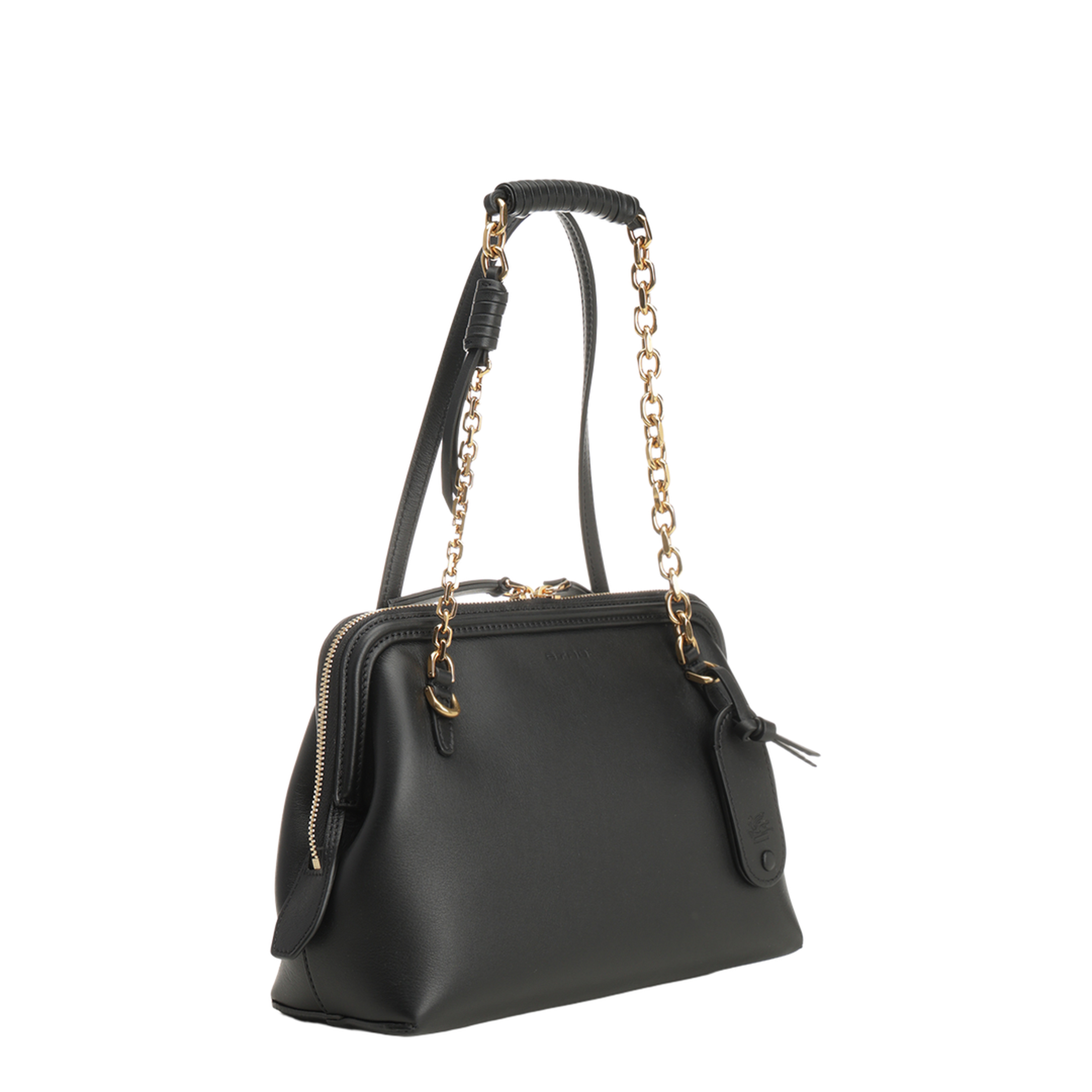 Doc Small Leather Shoulder Bag - Black - Image 2