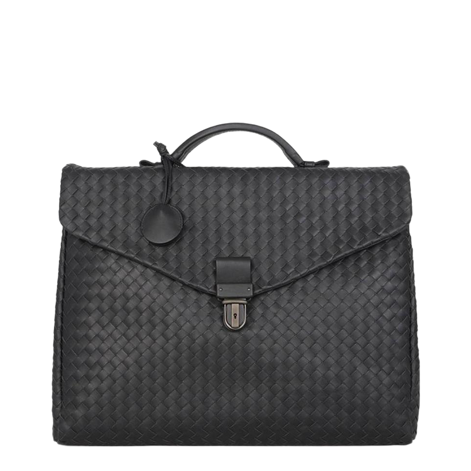 Intrecciato Leather Briefcase - Black - Image 1