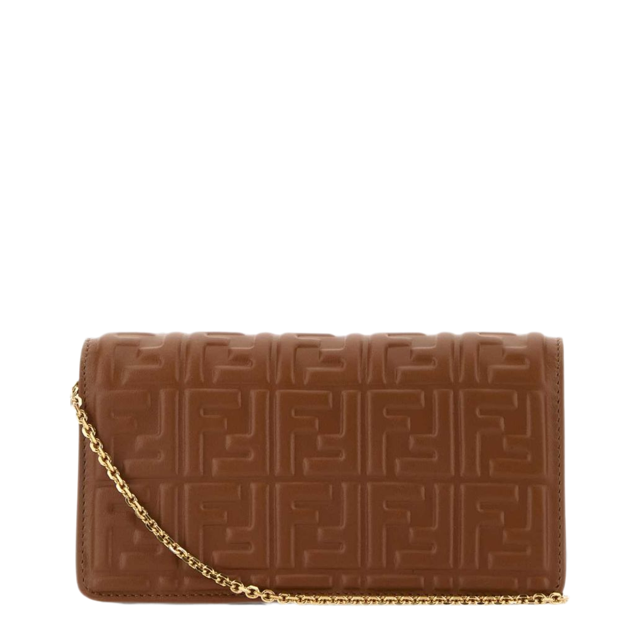 Baguette Nappa Leather Wallet On Chain - Sellier Brown - Image 4
