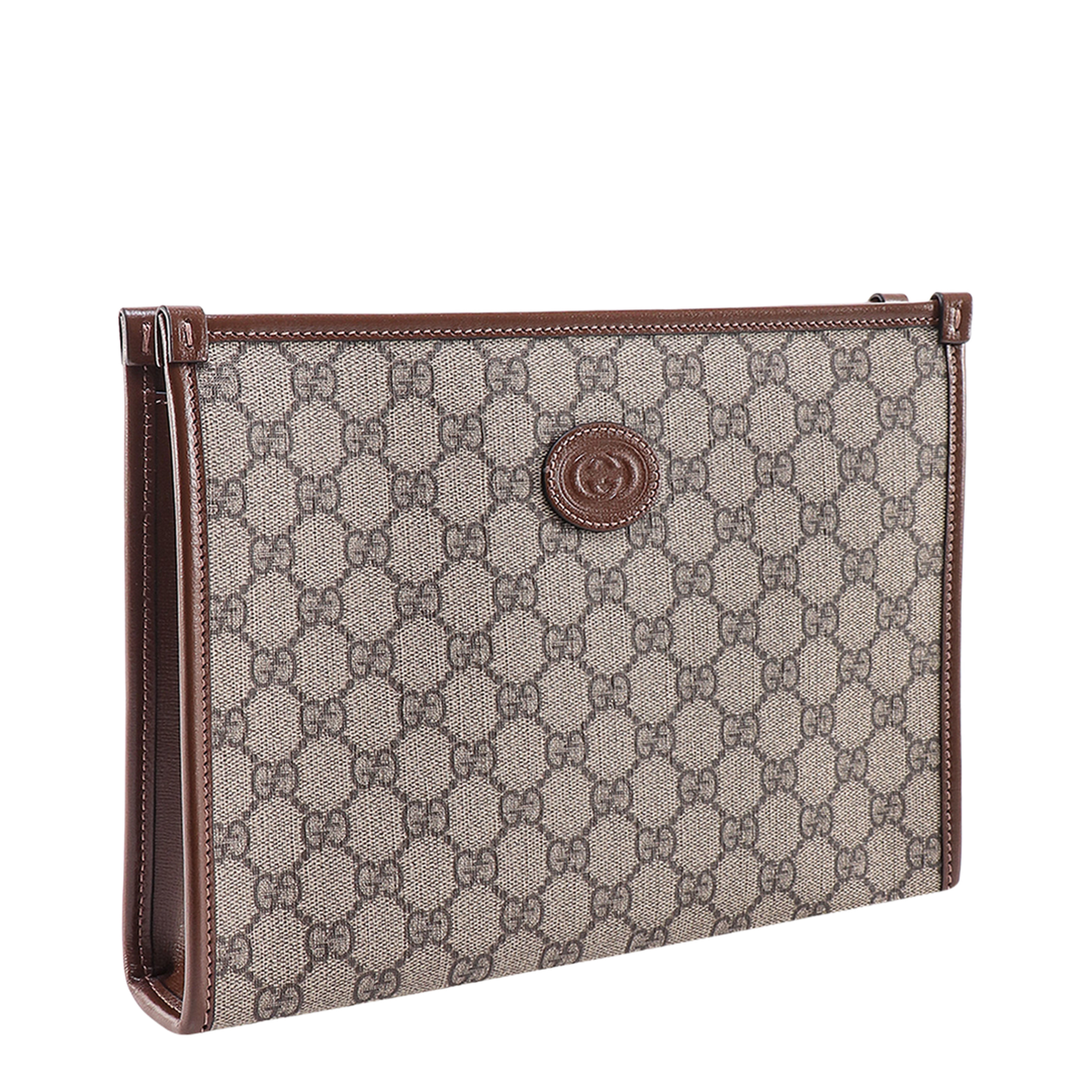 GG Supreme Clutch Bags - Beige/Brown - Image 3
