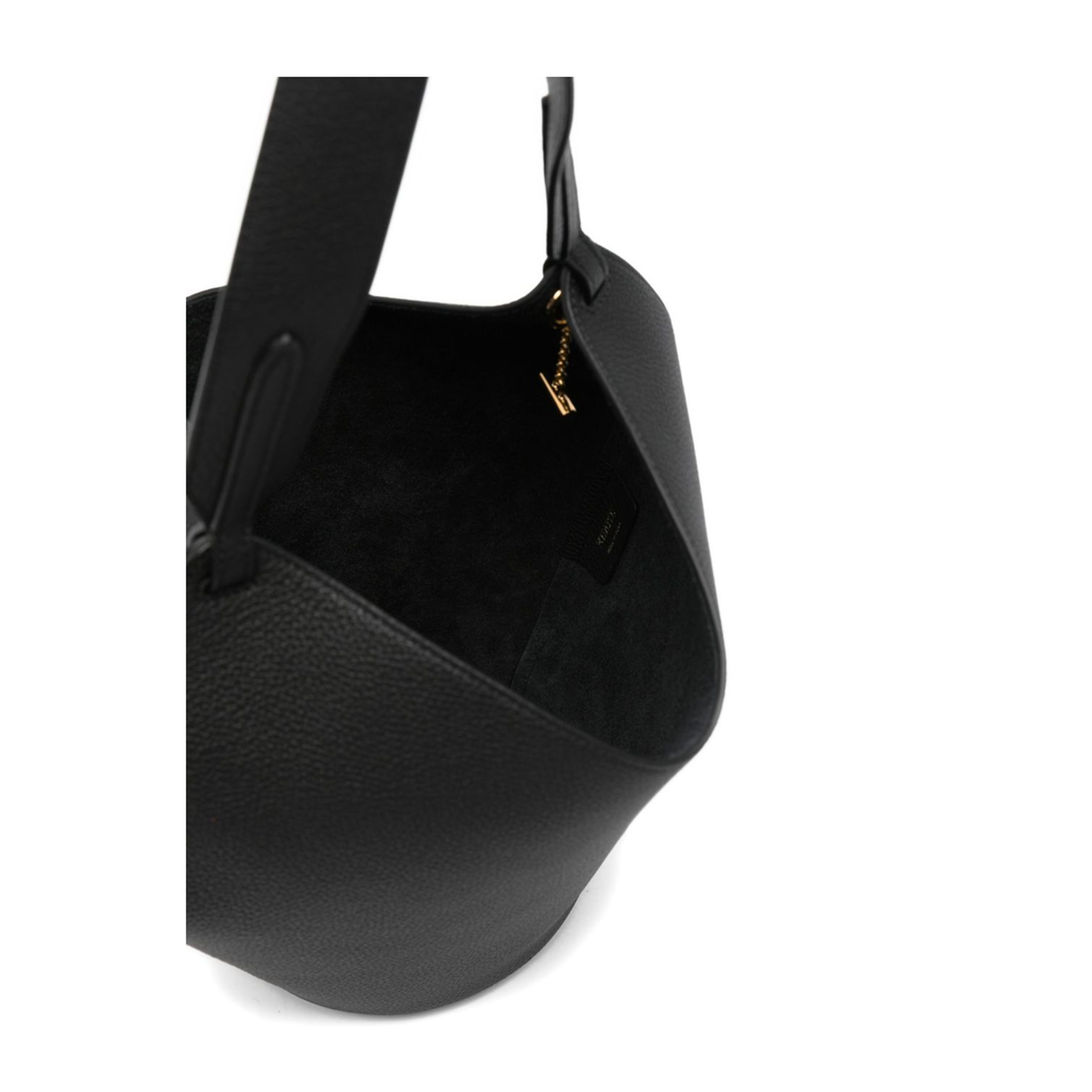 Lotus Chain Mini Grained Calf Leather Shoulder Bag - Black - Image 5