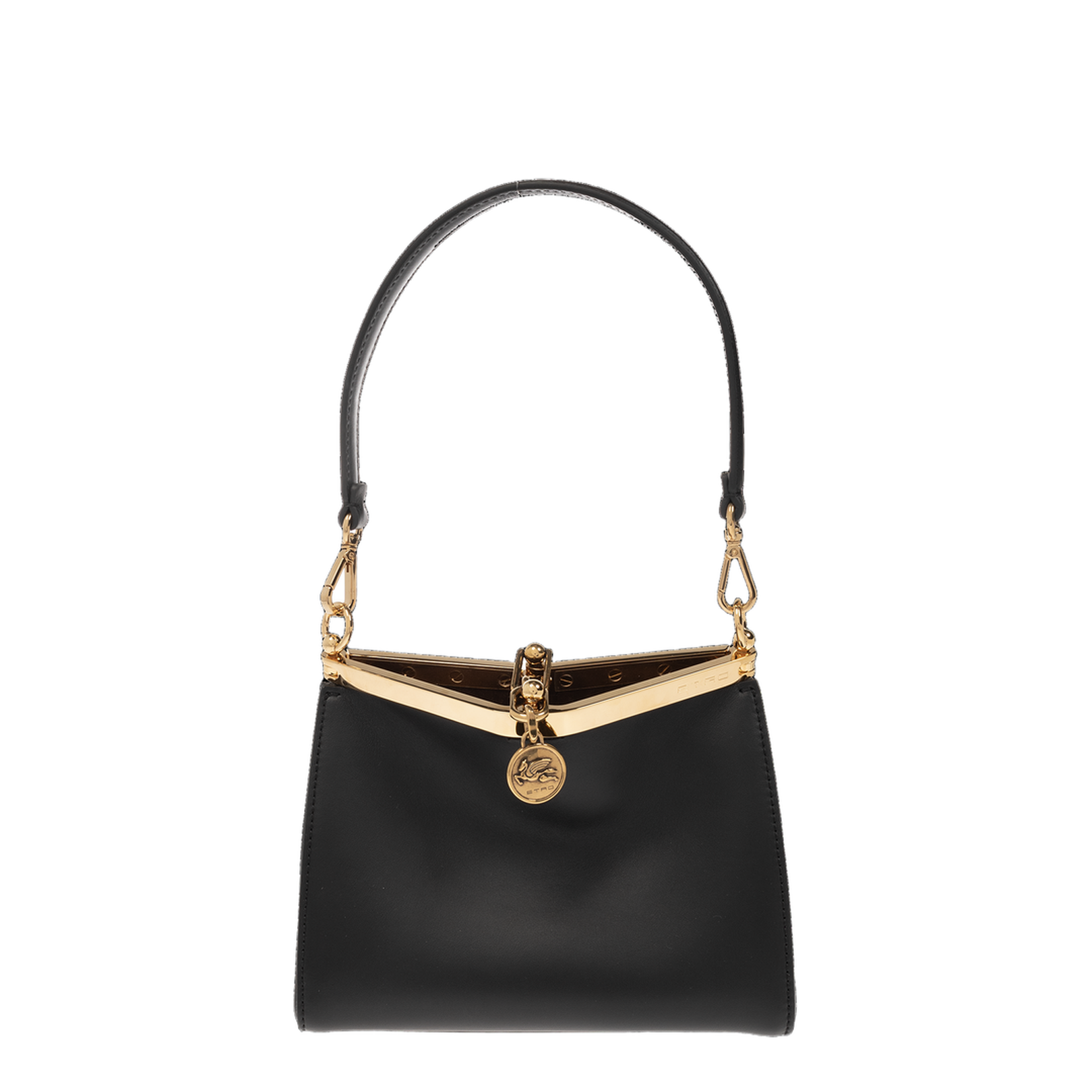 Vela Small Calfskin Shoulder Bag - Black - Image 1