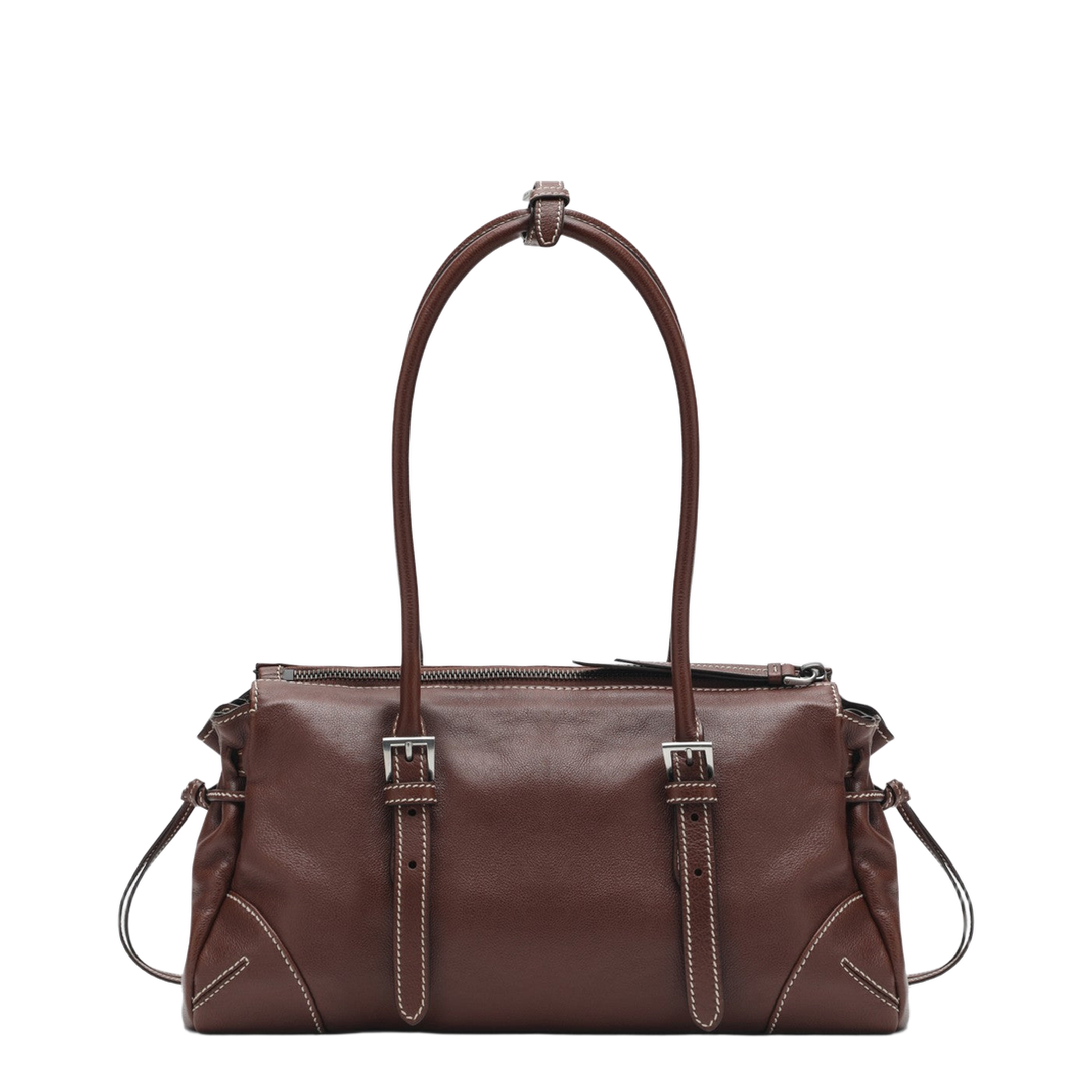 Bonnie Medium Leather Shopping Tote - Chestnut Brown - Image 2