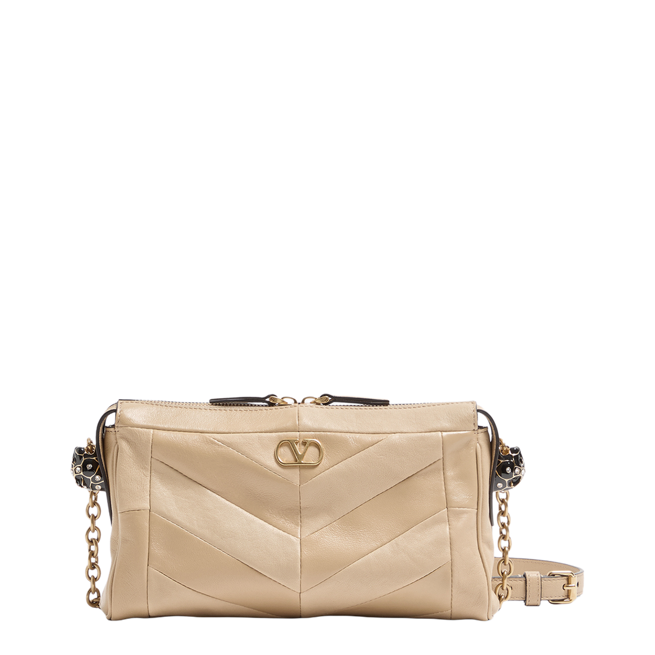 Panthea Small Nappa Leather Shoulder Bag - Gold Beige - Image 1