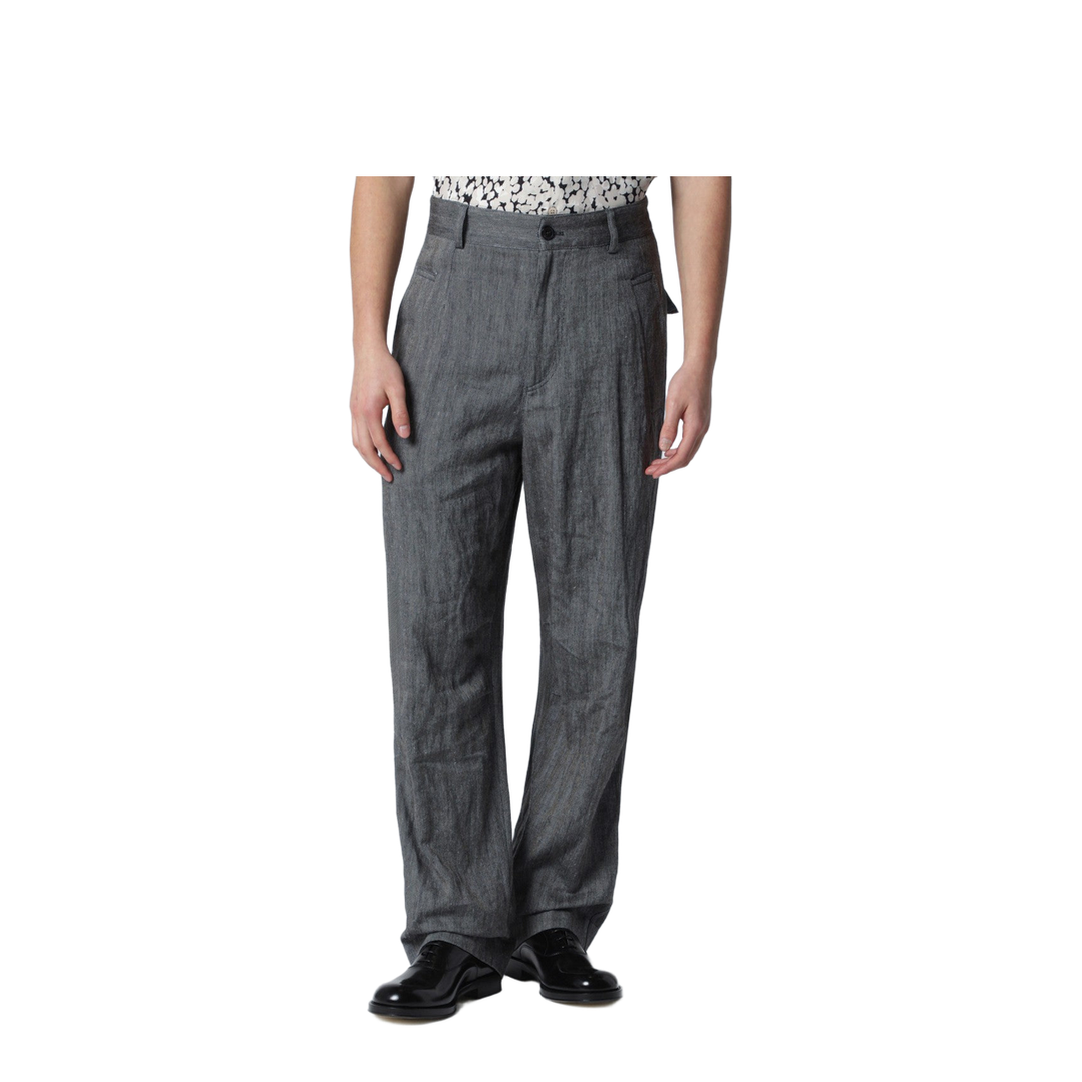 Black Herringbone Trousers - Image 1