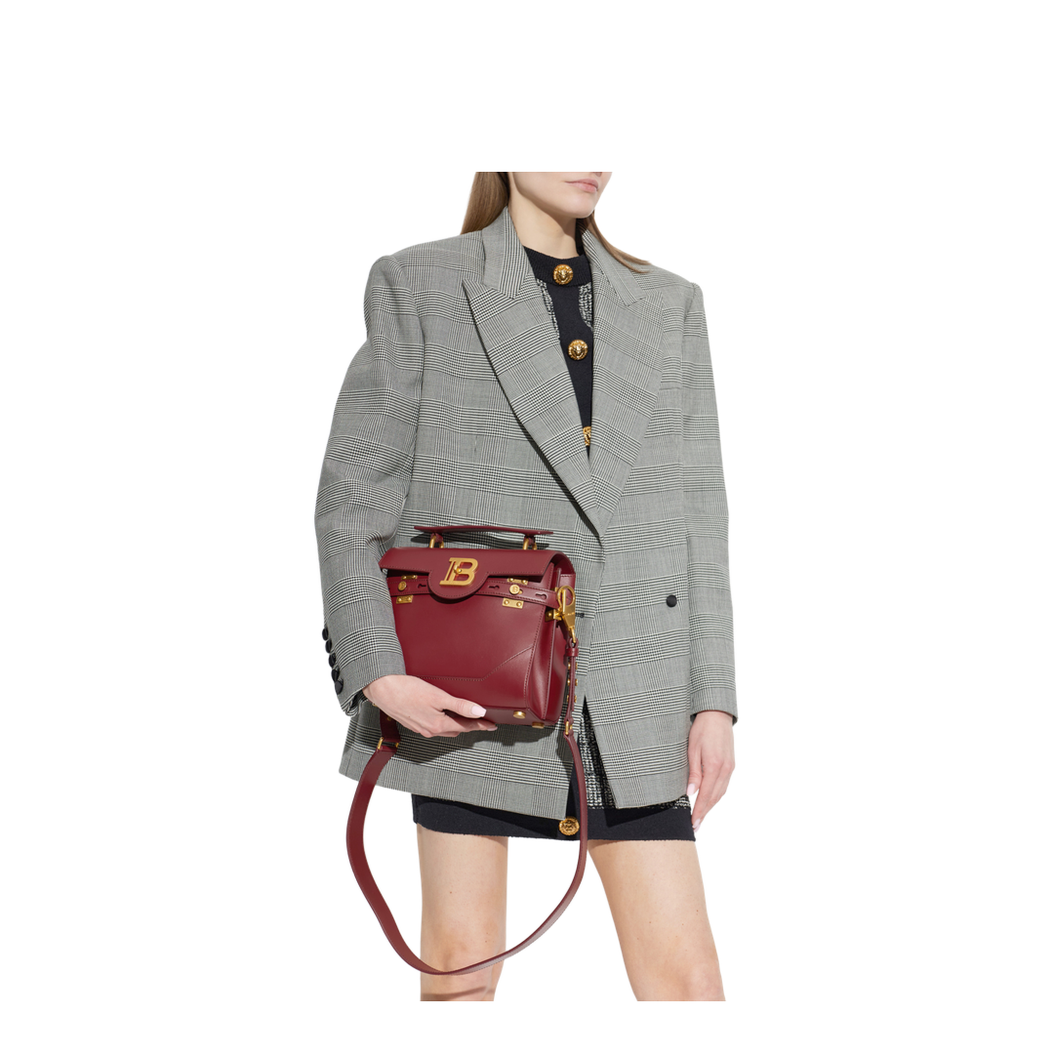 B-Buzz Medium Calf Leather Tote - Burgundy - Image 2