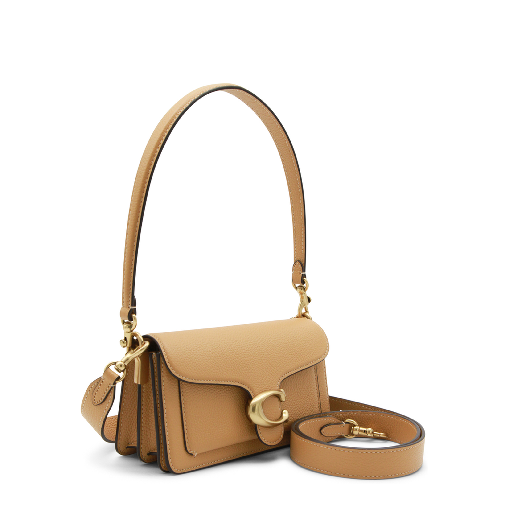 Tabby 20 Polished Pebble Leather Shoulder Bag - Biscuit - Image 3