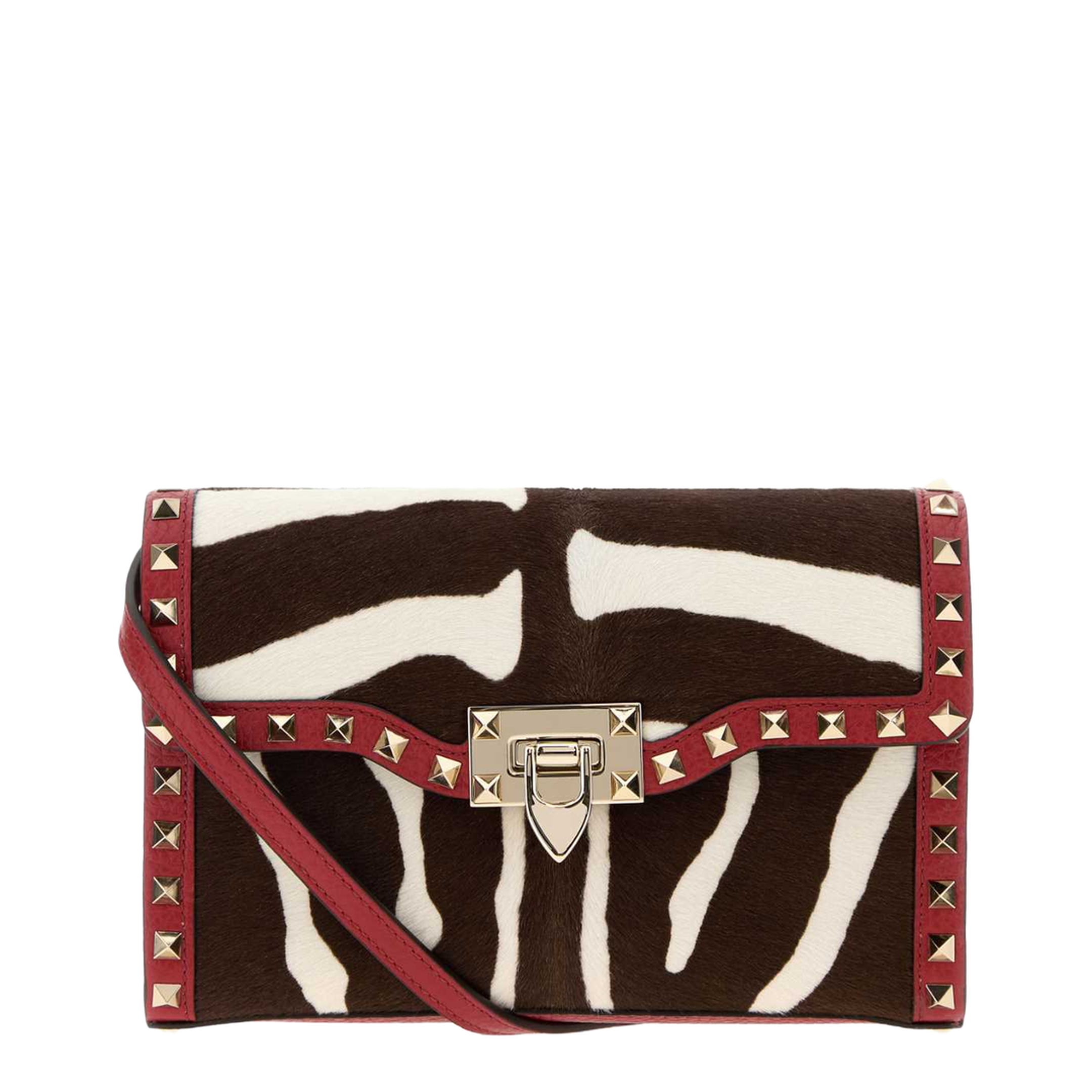 Printed Calf Hair Rockstud Crossbody Bag - Image 1