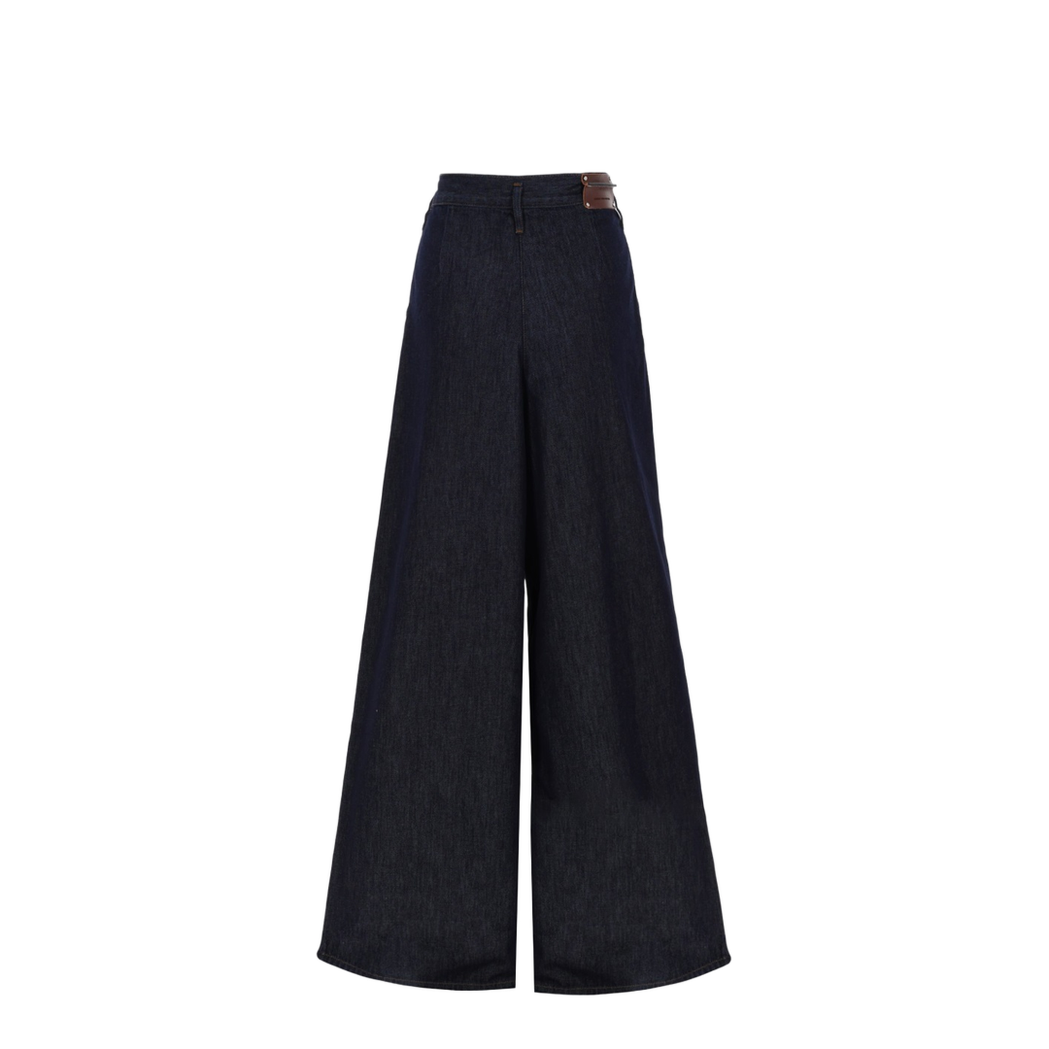 Indigo Denim Wide-Leg Trousers with Pleats - Image 3