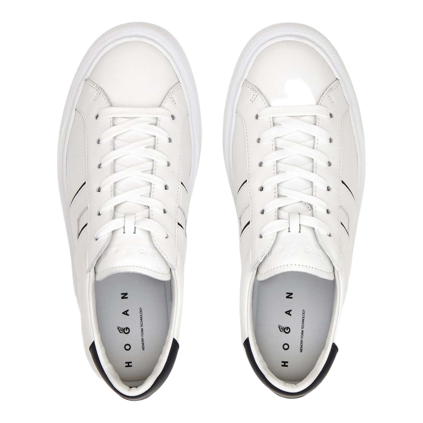 White Logo Design Flat Rubber Sole Lace-Up Closure - Image 2