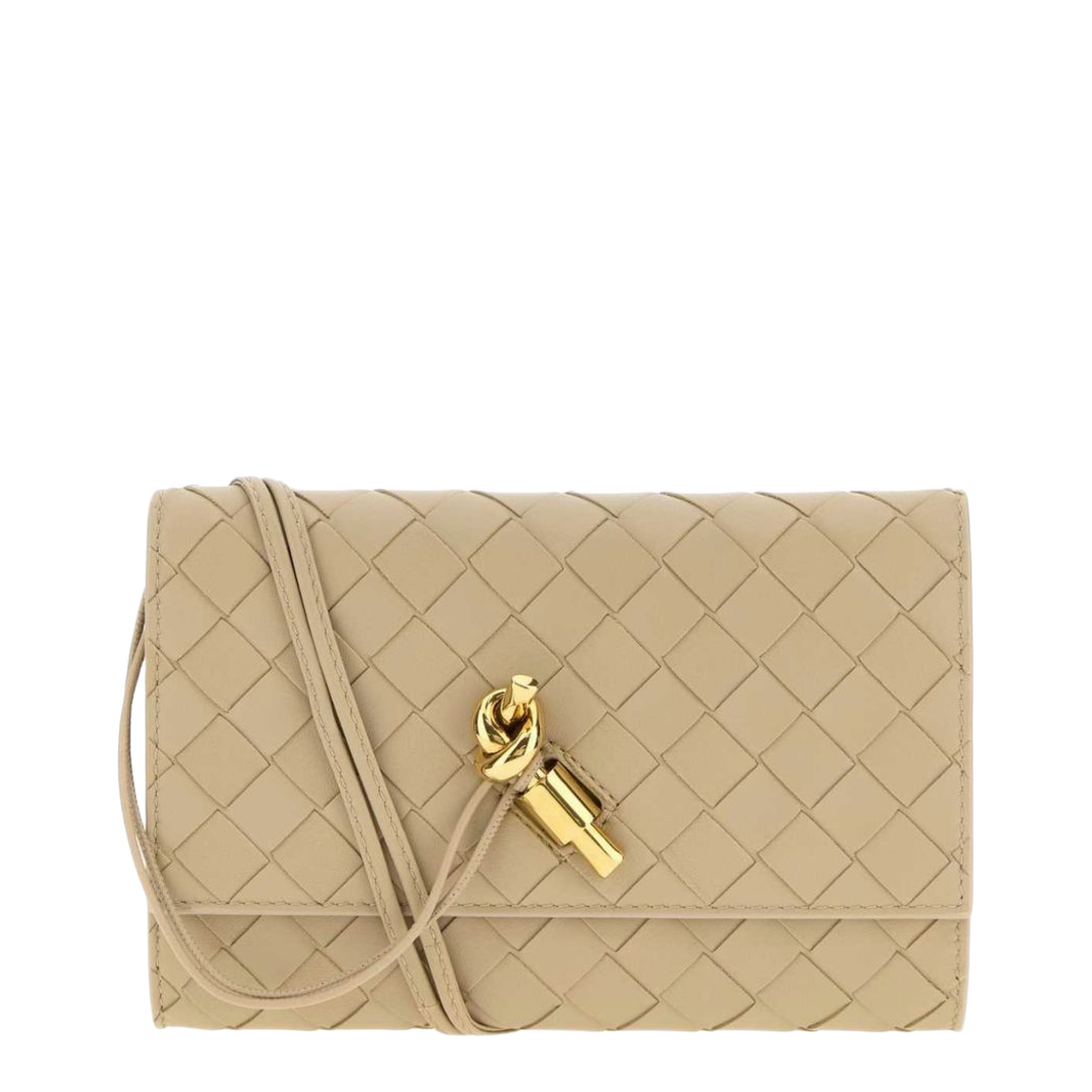 Andiamo Leather Pouch On Strap - Ecru - Image 1