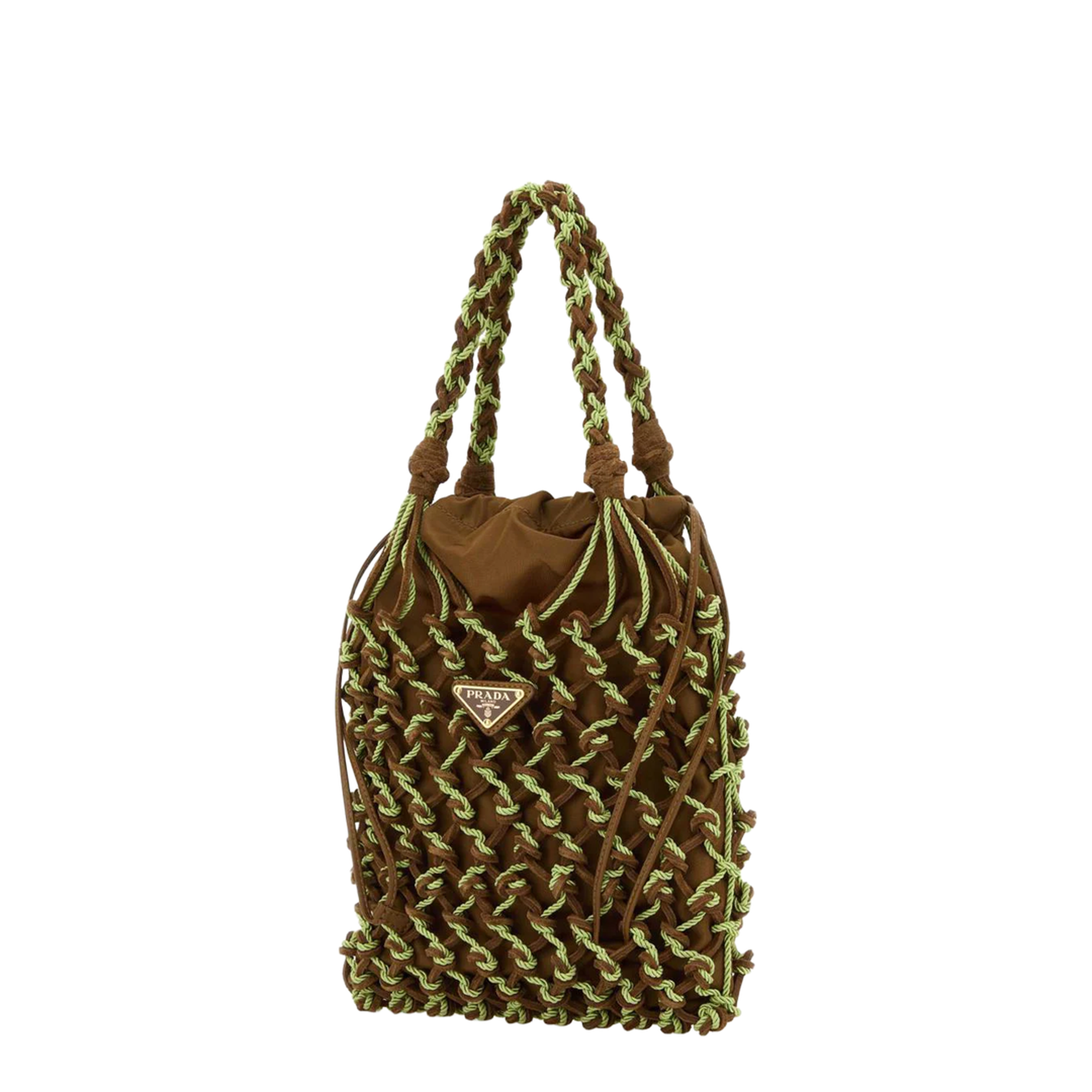 Noué Small Leather and Fabric Handbag - Cacao/Prato - Image 2