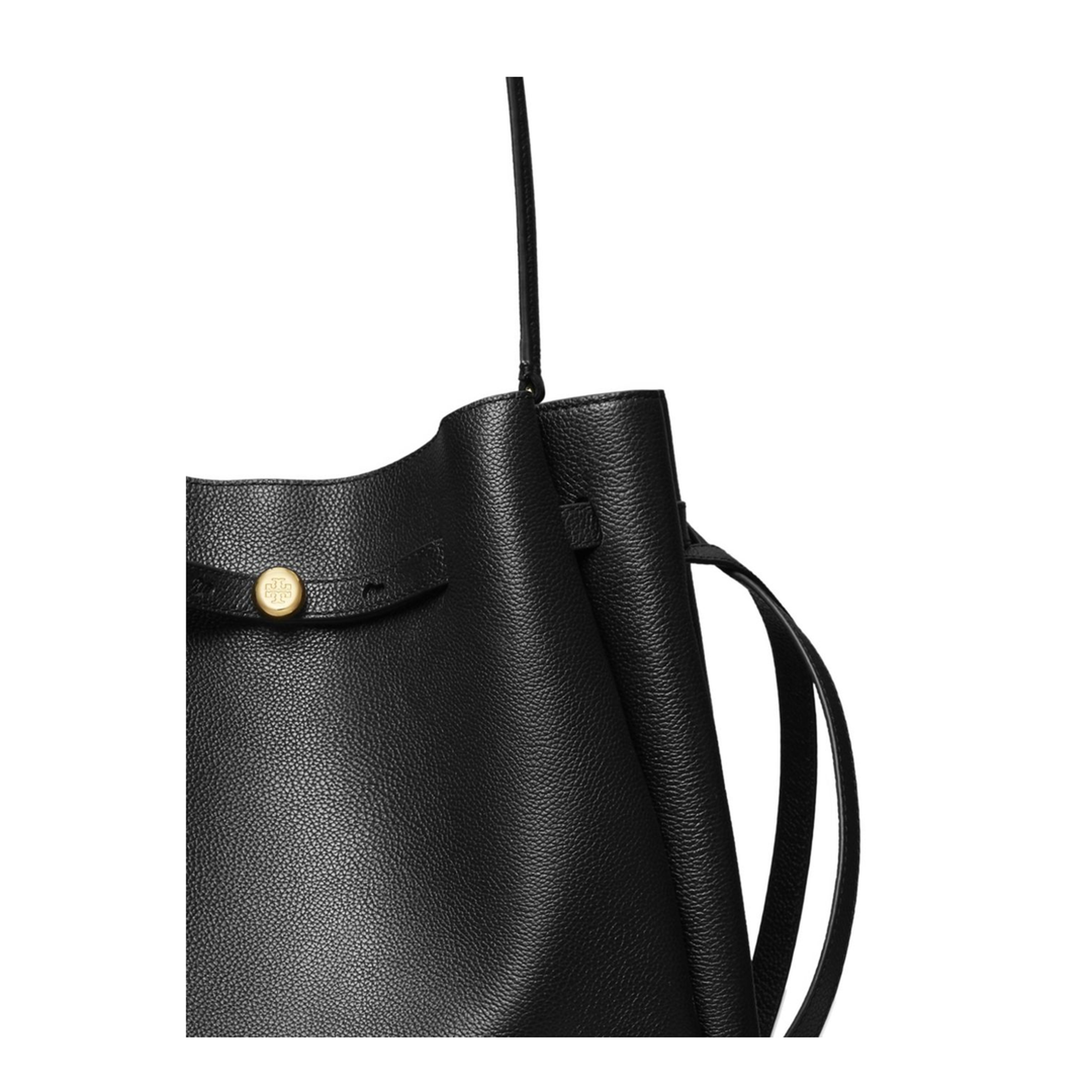 Romy Large Pebbled Leather Bucket Bag - Black - Image 2