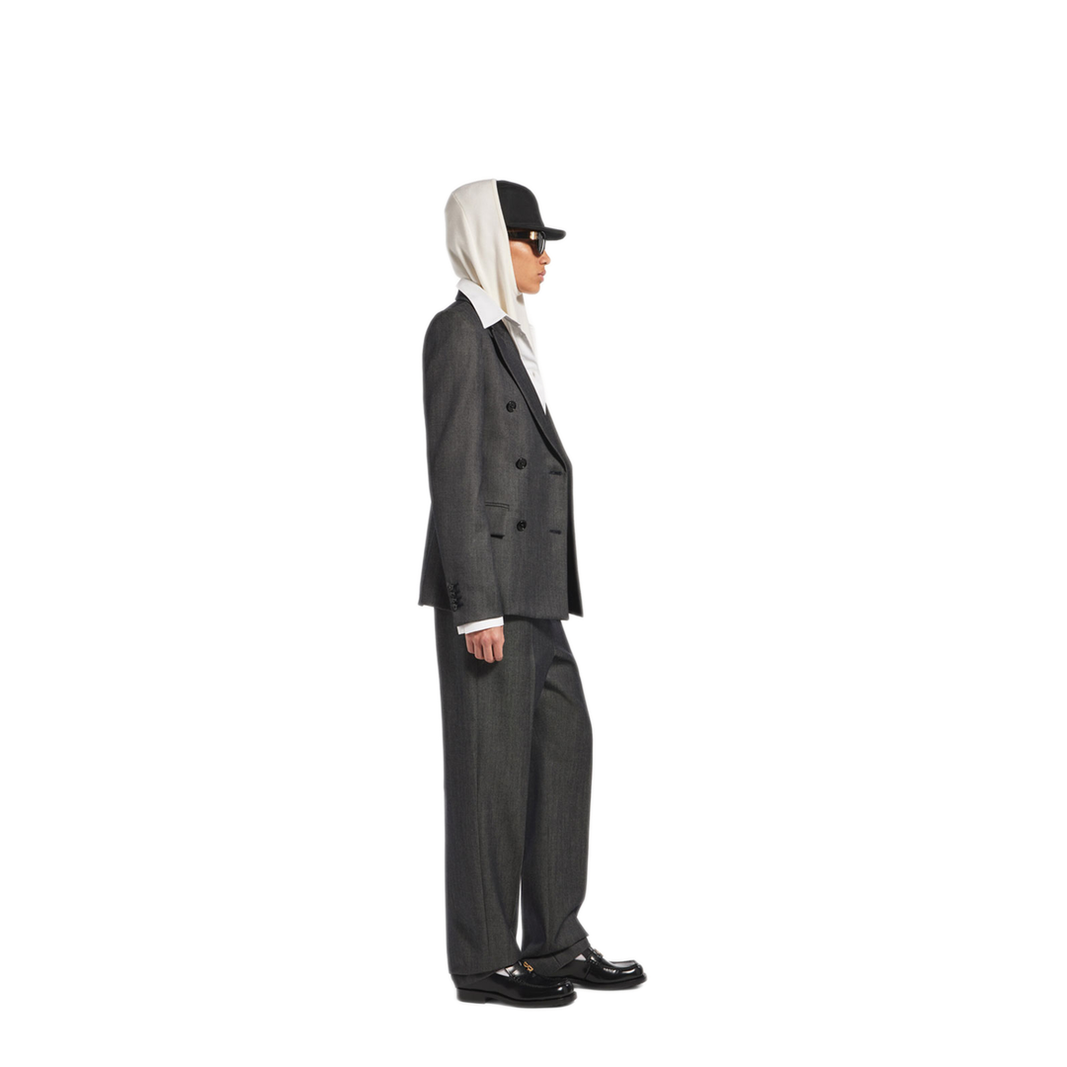 Double-Breasted Tailored Jacket in Wool Twill in Denim Look - Image 3