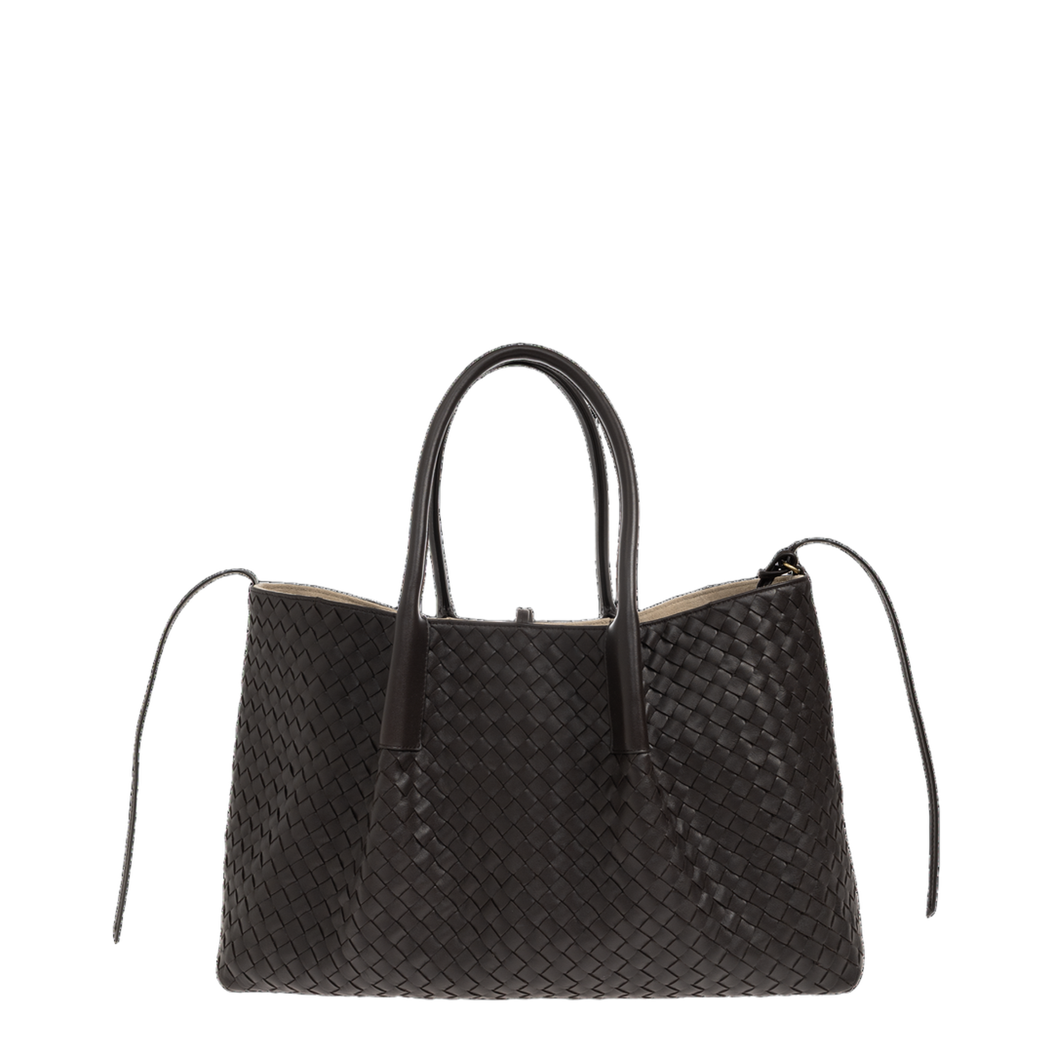 Pinacoteca Large Calfskin Tote Bags - Espresso/Ecru - Image 3