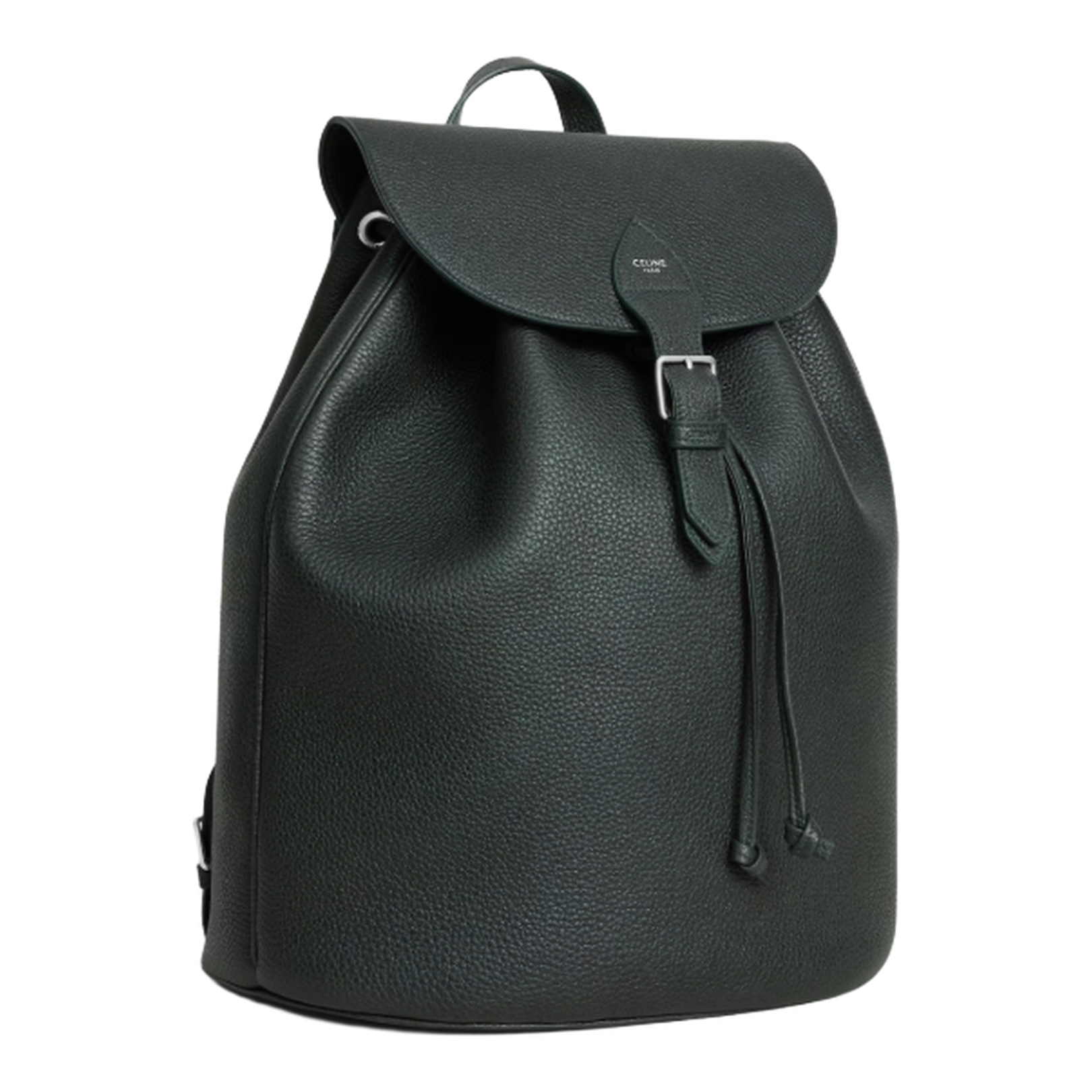 Large Backpack Folco in Grained Calfskin - Night Green - Image 2