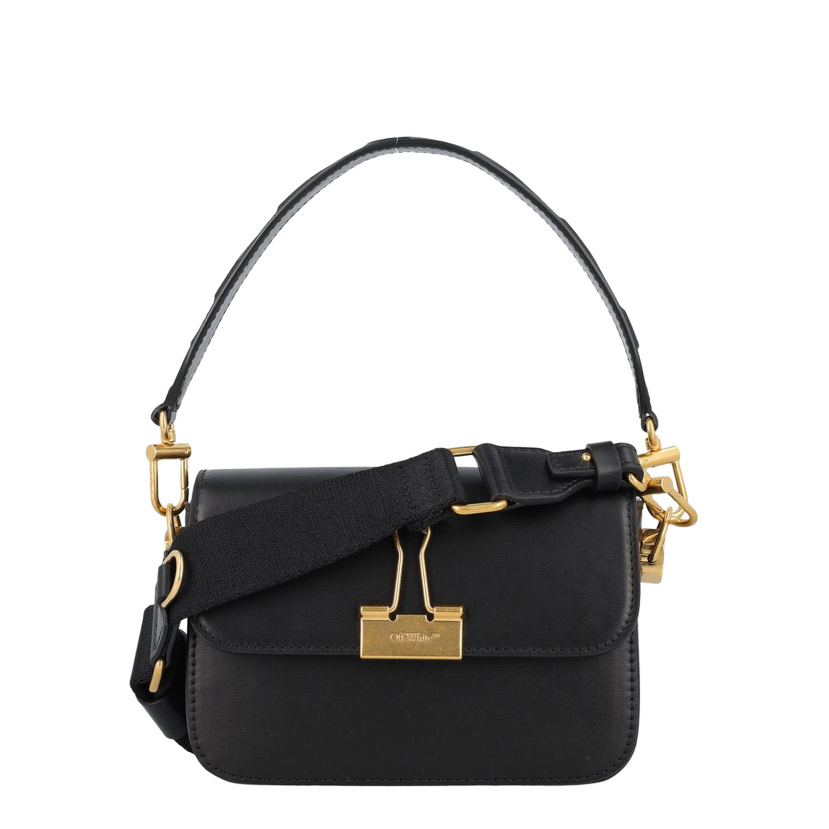 Plain Binder Black Leather Crossbody Bag - Image 1