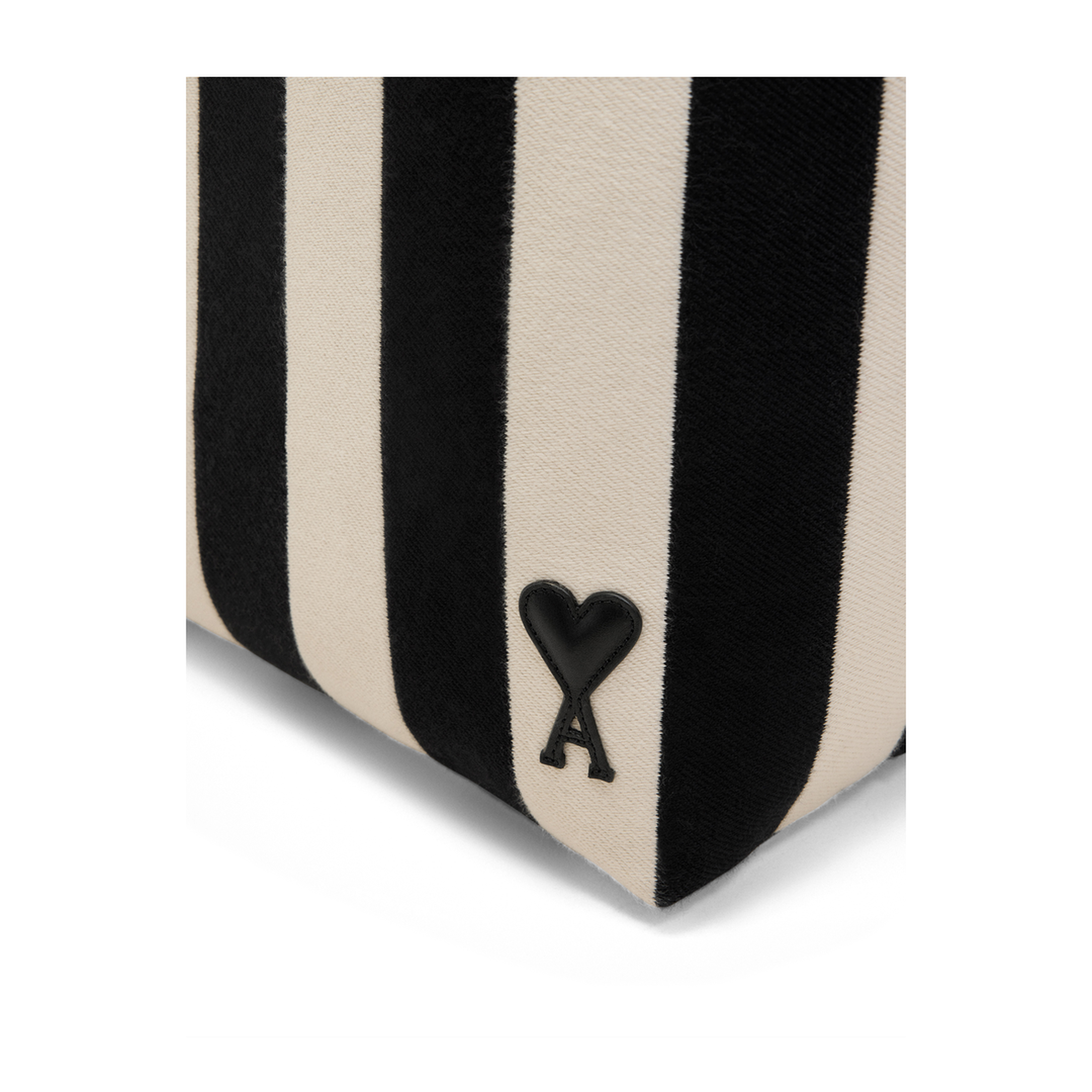 Ami de Coeur Medium Cotton Canvas Shopping Tote - WHITE CREAM/BLACK - Image 3