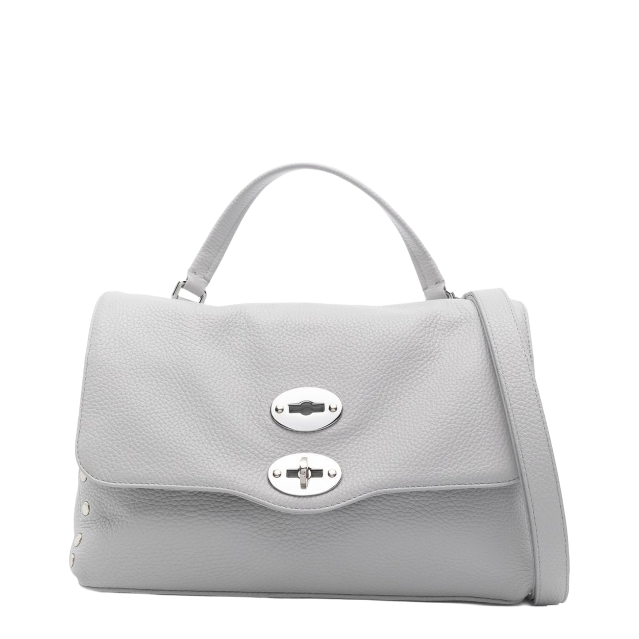 Postina Small Hammered Leather Top Handle Bag - Grey Carrara - Image 1