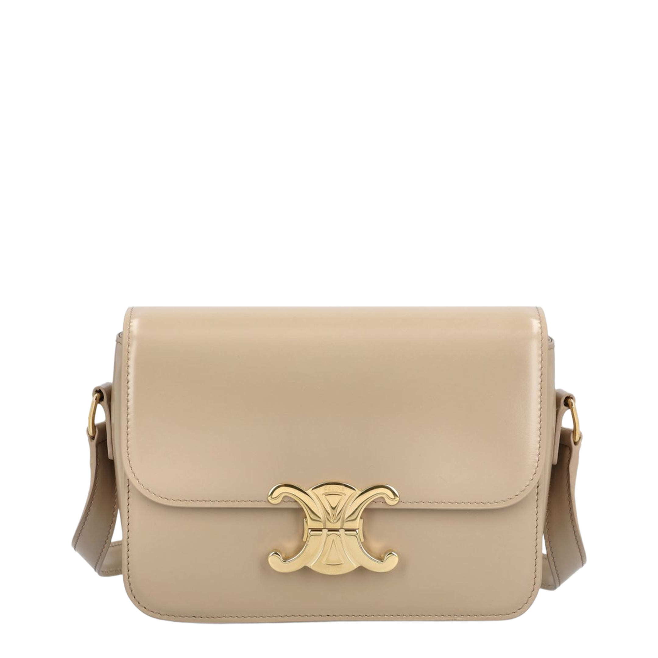 Triomphe Shiny Calfskin Crossbody Bag - Safari - Image 1