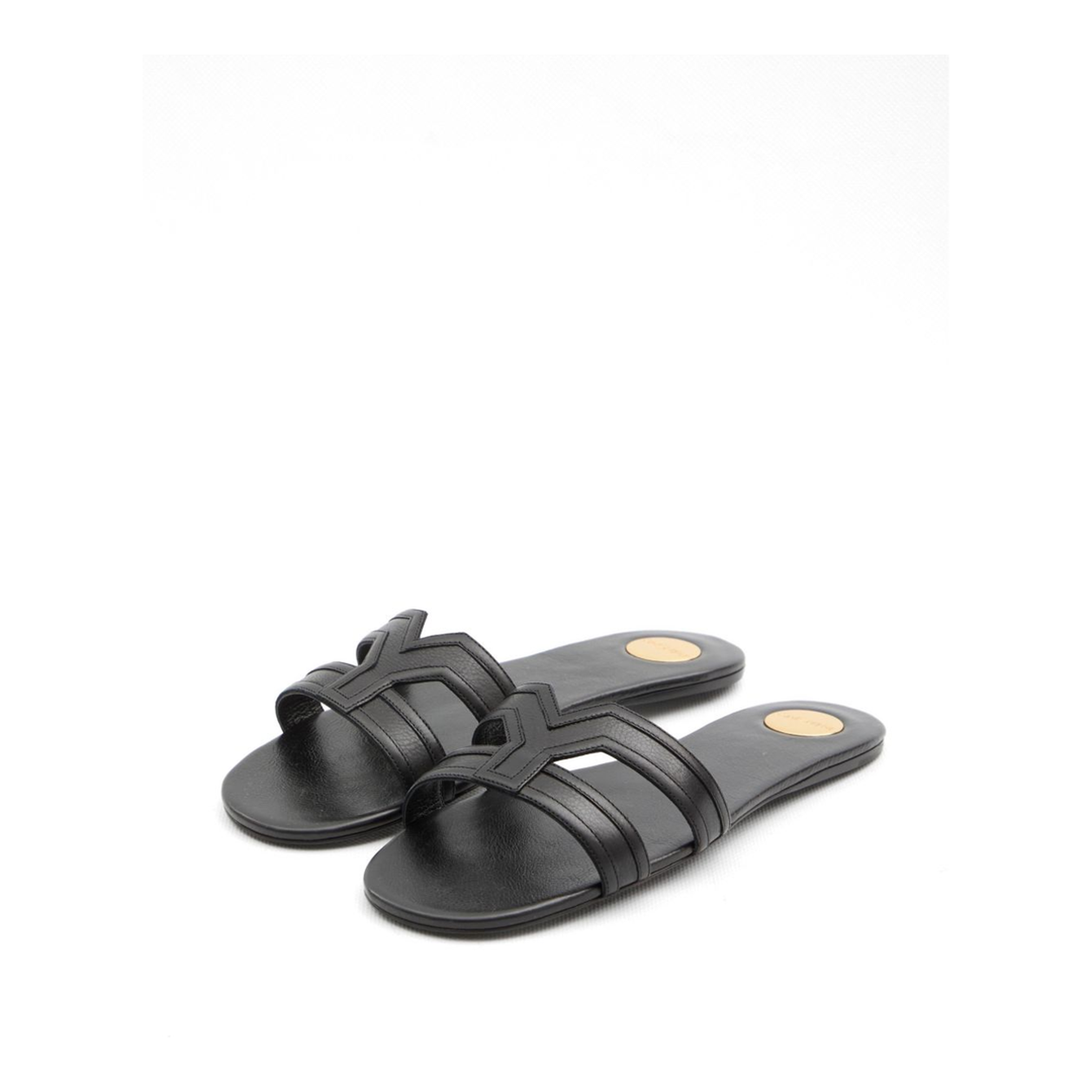 MABROUKA Slides in Smooth Leather in Black - Image 2