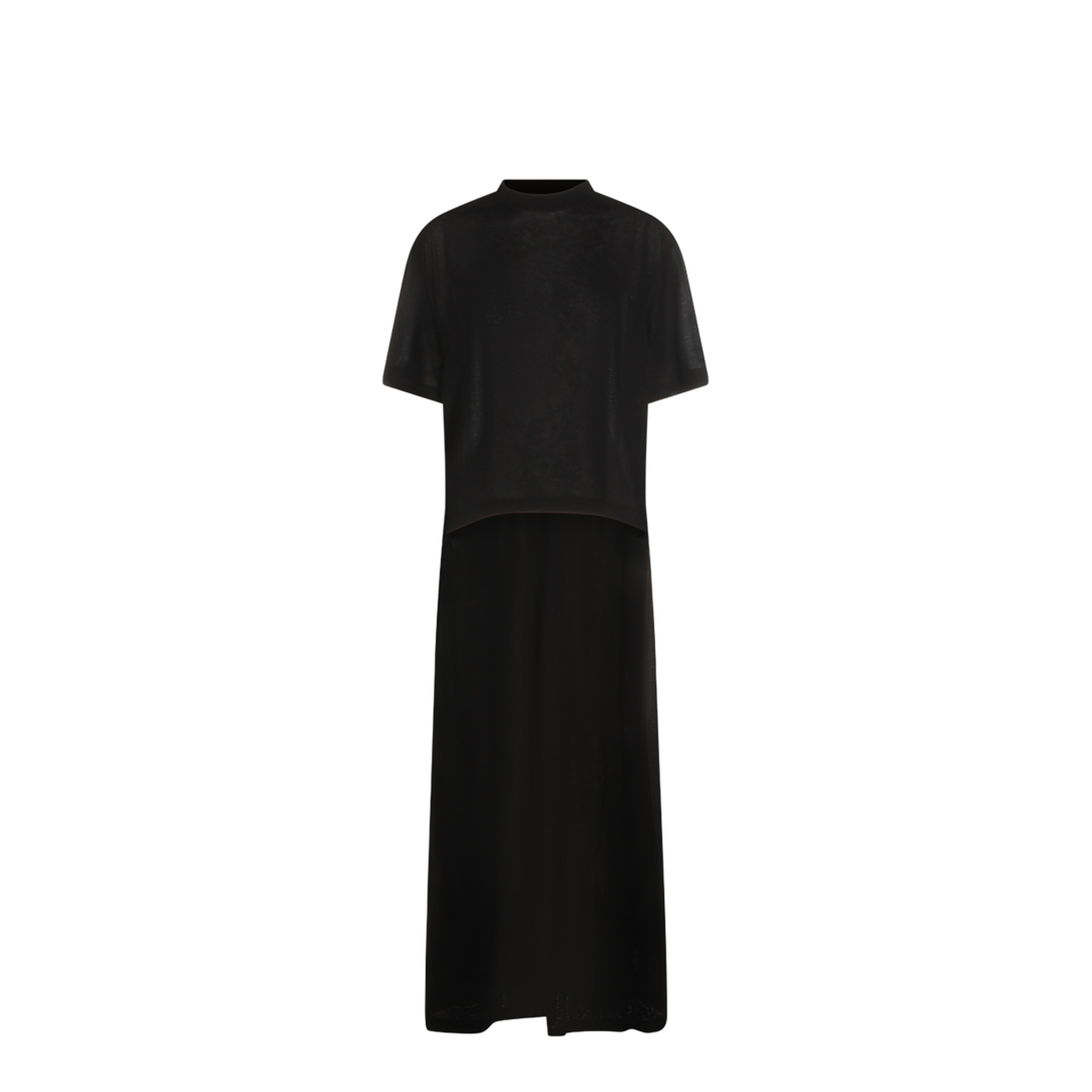 Black Maxi Train T-Shirt in Cotton Jersey - Image 2