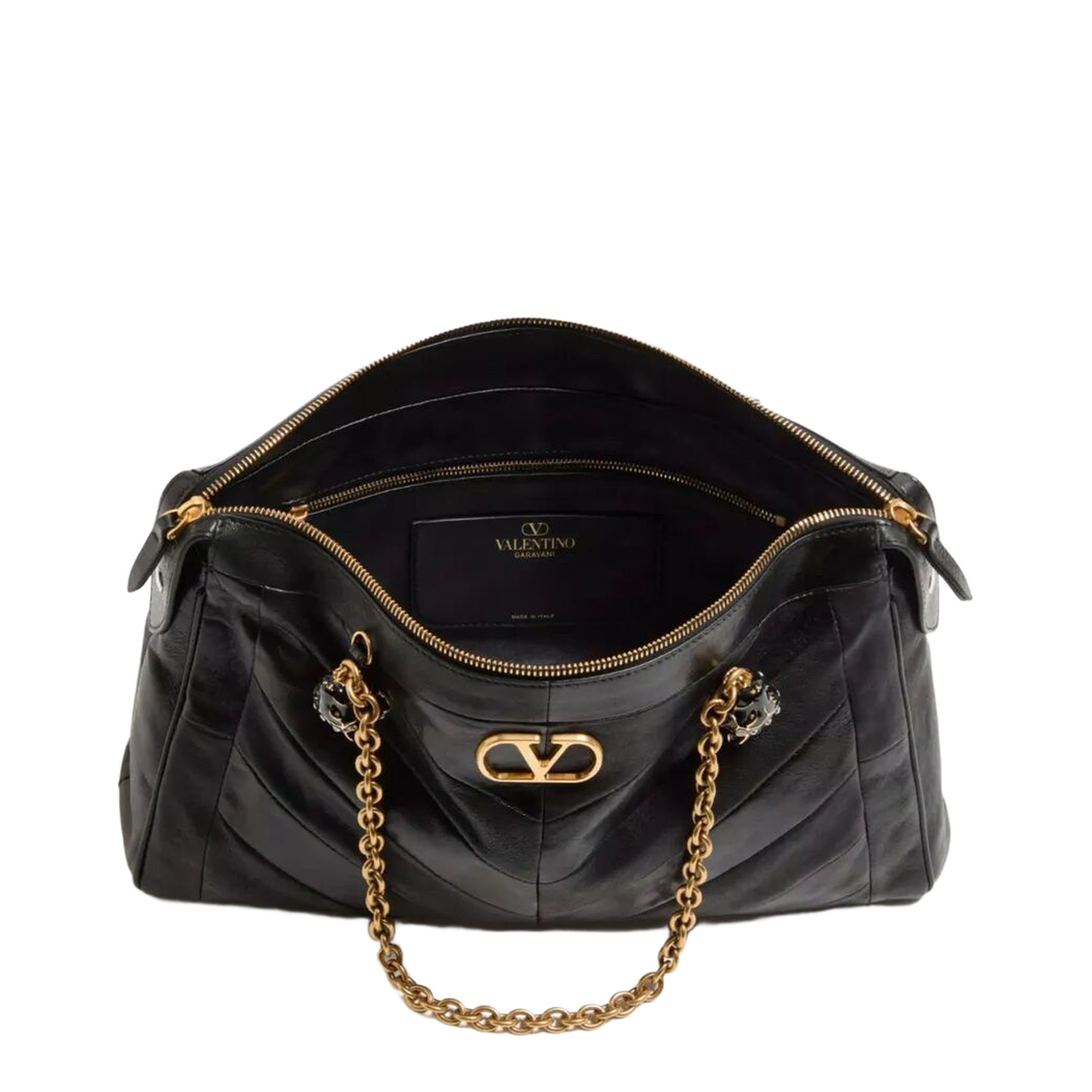 Panthea Shoulder Bag in Nappa Leather with Chevron Pattern - Image 4