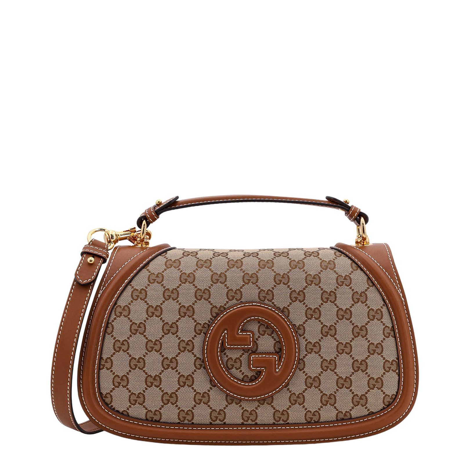 Blondie Large Canvas Top Handle Bag - Beige and dark brown GG canvas - Image 4