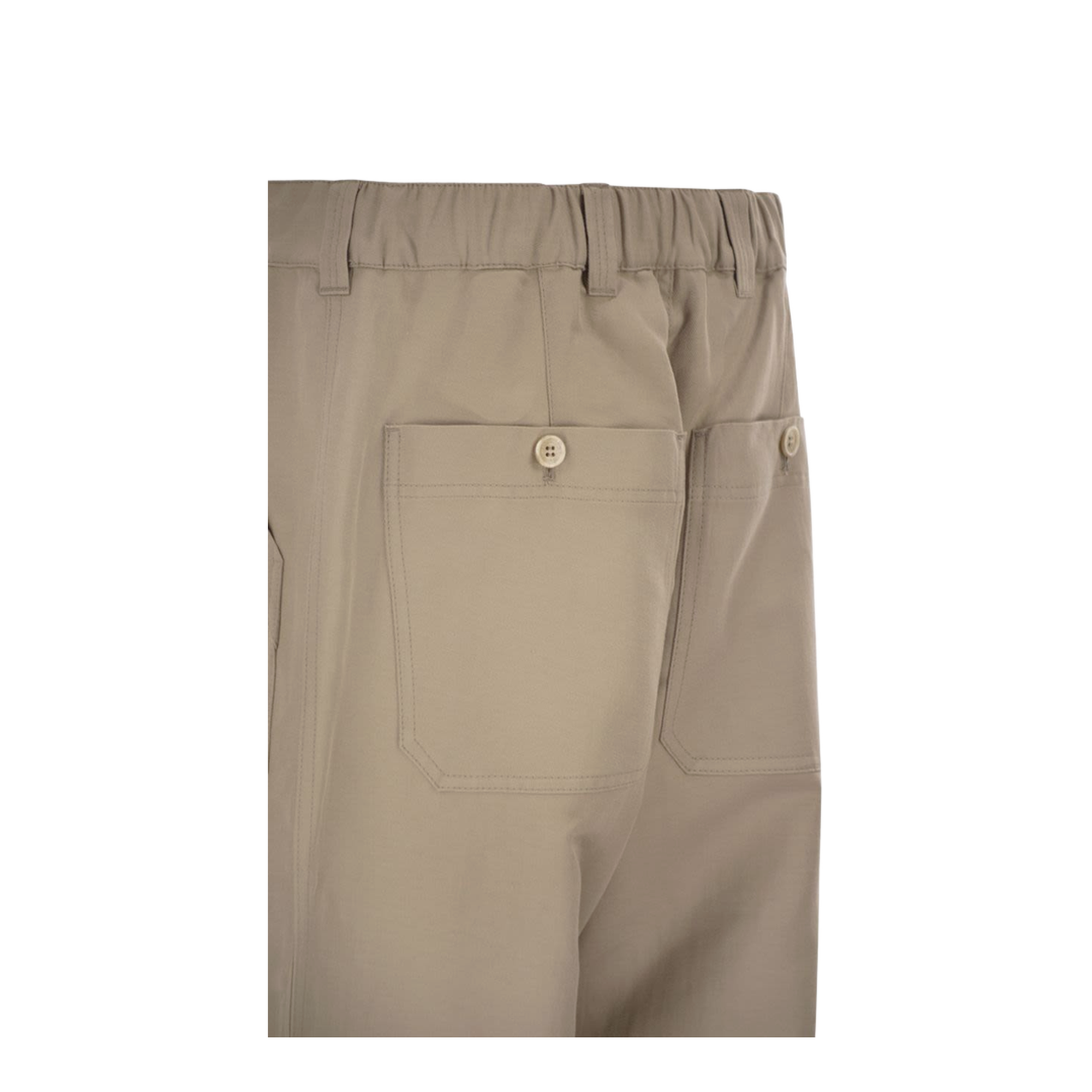 Cotton and linen drill trousers with patch pockets and drawstring - Image 4