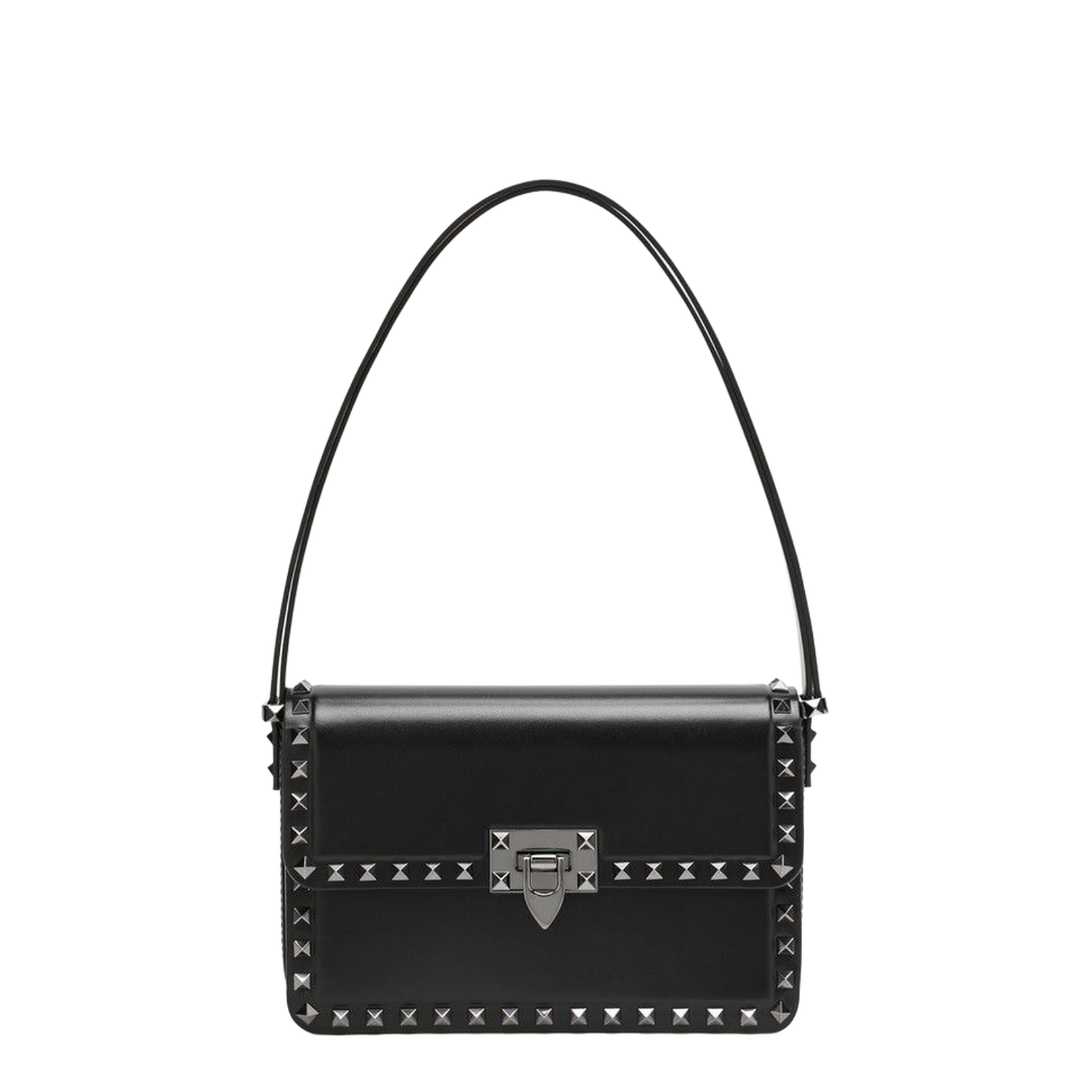 Rockstud Calfskin Handbag - Black - Image 1