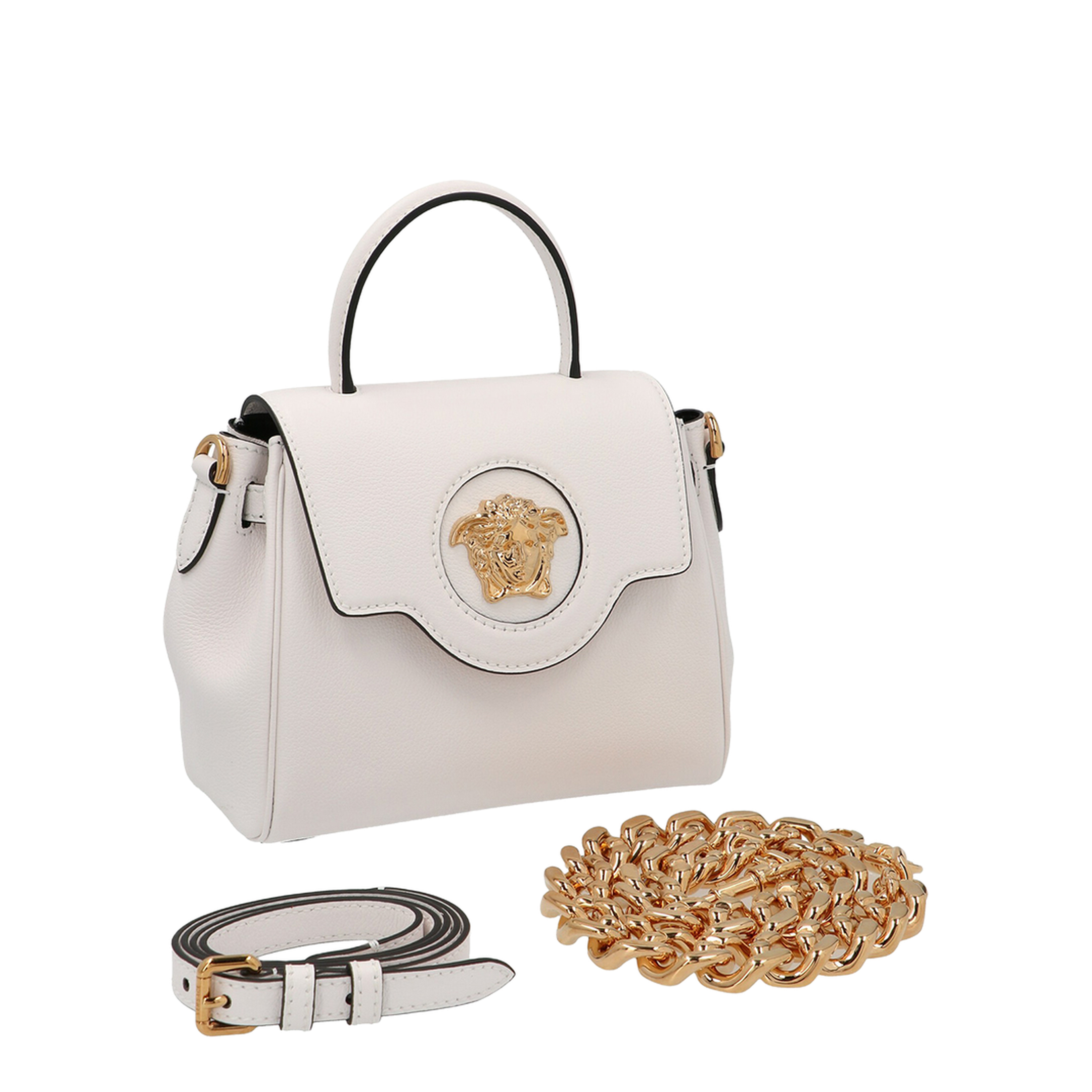 La Medusa Small Leather Top-Handle Bag - Optical White - Image 4